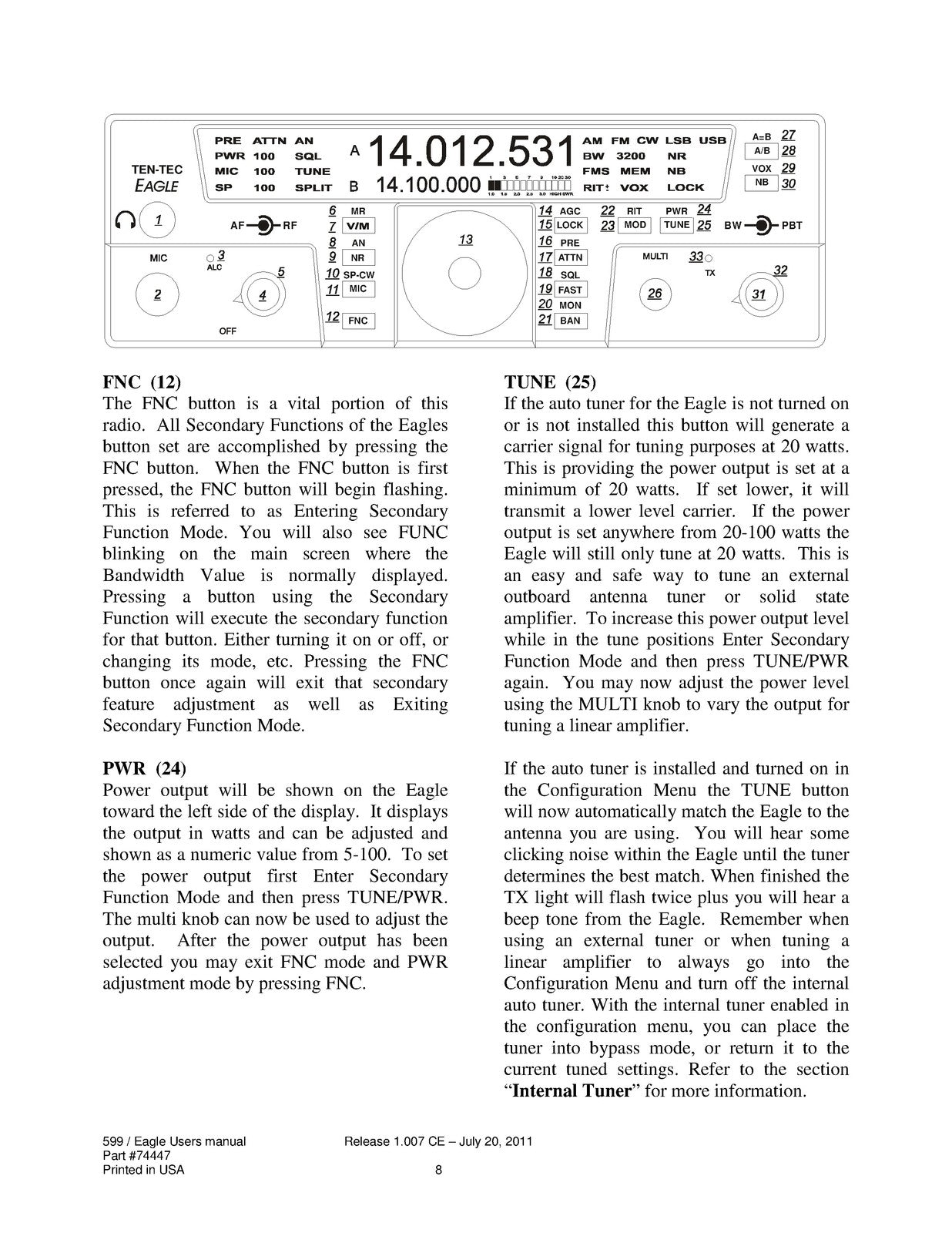 TEN TEC Eagle 599 User Manual - STEEL WIRE BOUND - PROTECTIVE COVERS