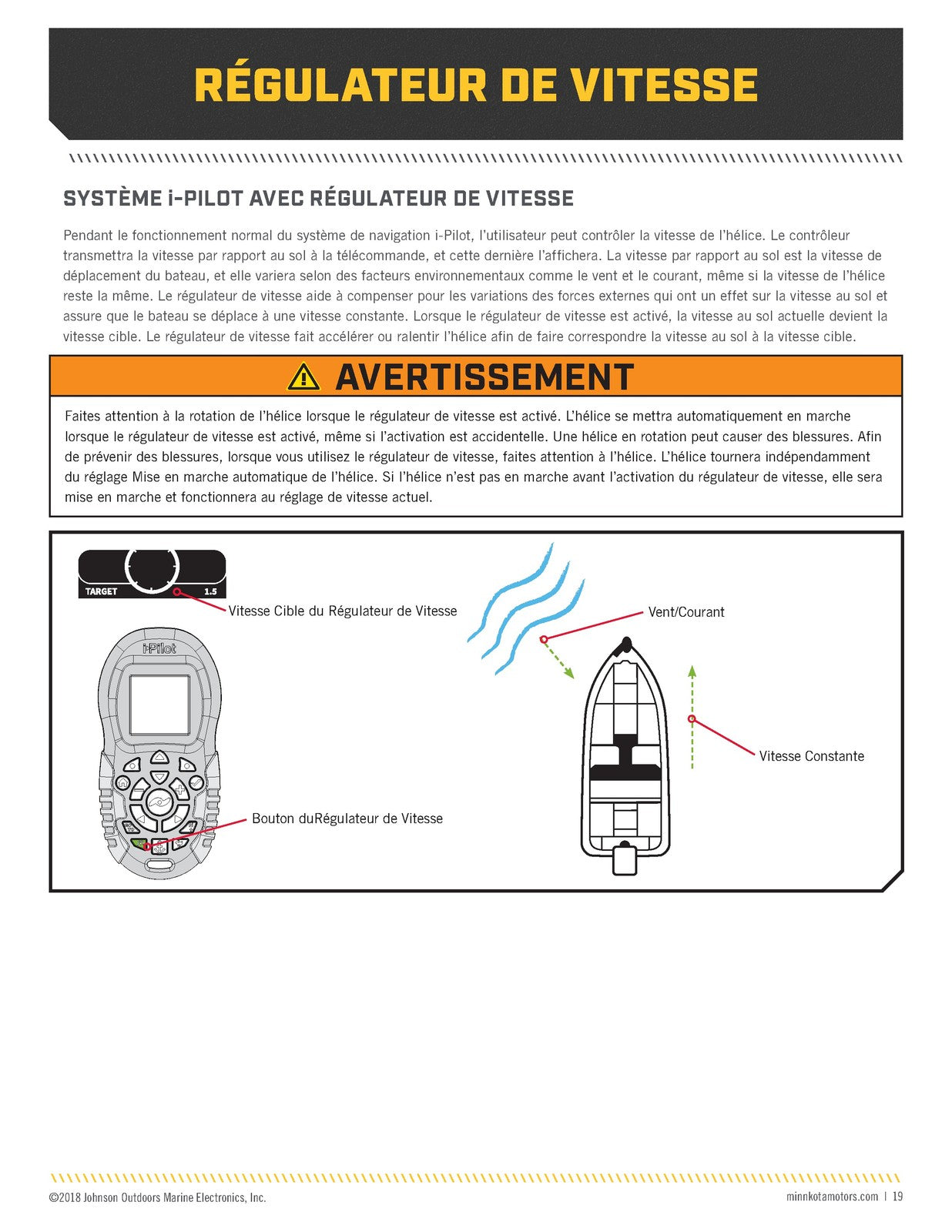 MINN KOTA i-Pilot Trolling Motor Owners Manual French Edition - WIRE BOUND