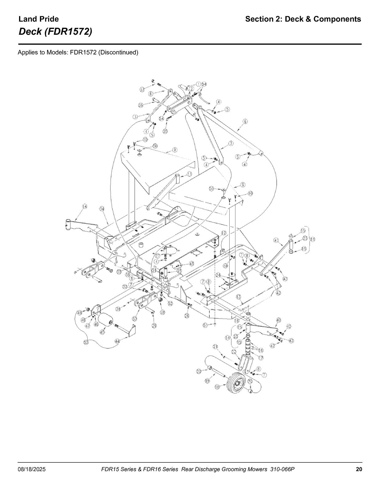 LAND PRIDE FDR15 FDR16 Series Grooming Mowers Parts Manual 2025 - WIRE BOUND