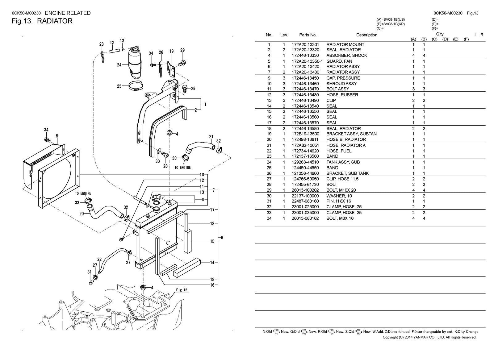 YANMAR SV08-1B Excavator Parts Catalog Manual 2017 - WIRE BOUND - TOUGH COVERS