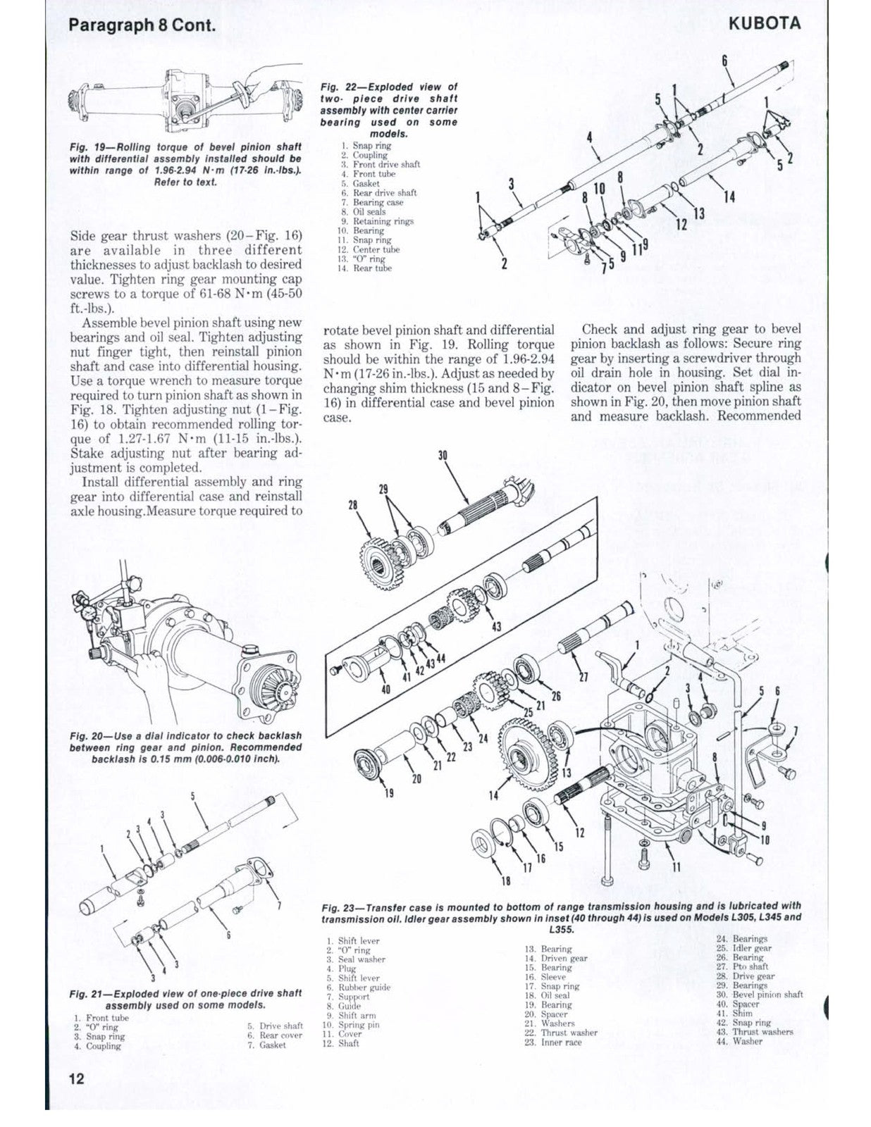 KUBOTA L185-L355 Tractor Service & Operators Manual BUNDLE - WIRE BOUND - COVERS
