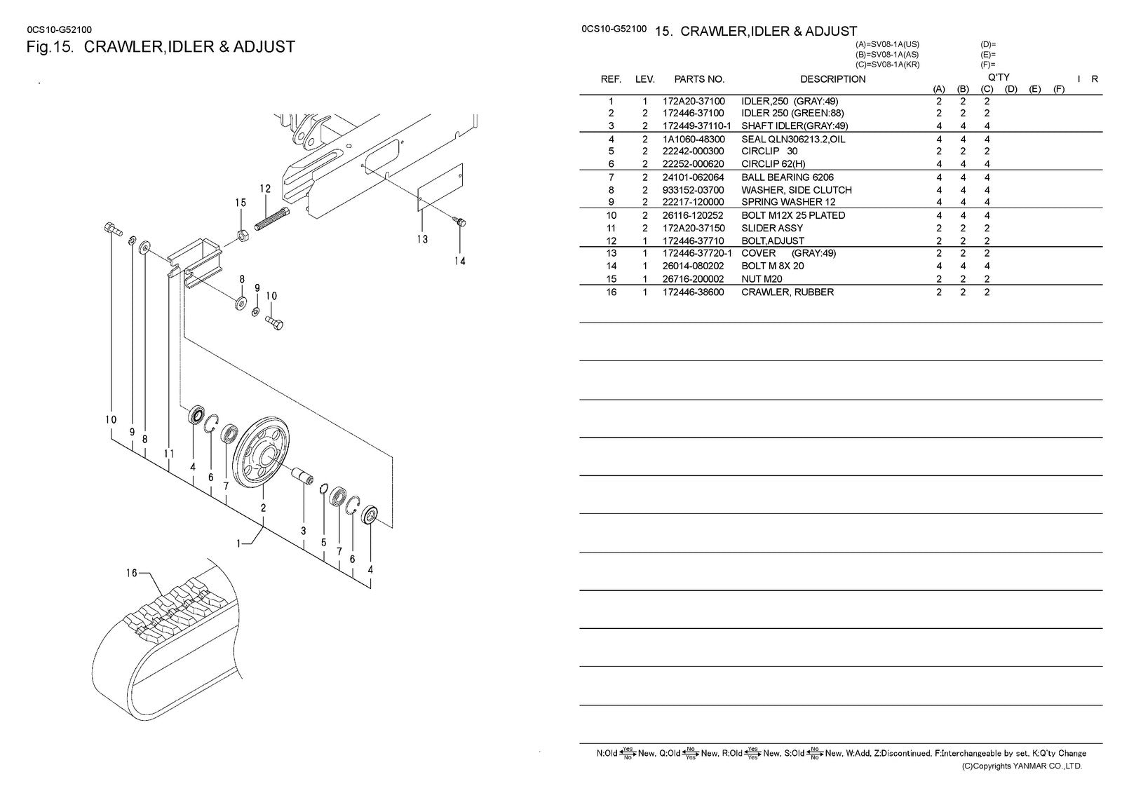YANMAR SV08-1A Excavator Parts Catalog Manual 2013 - WIRE BOUND - TOUGH COVERS