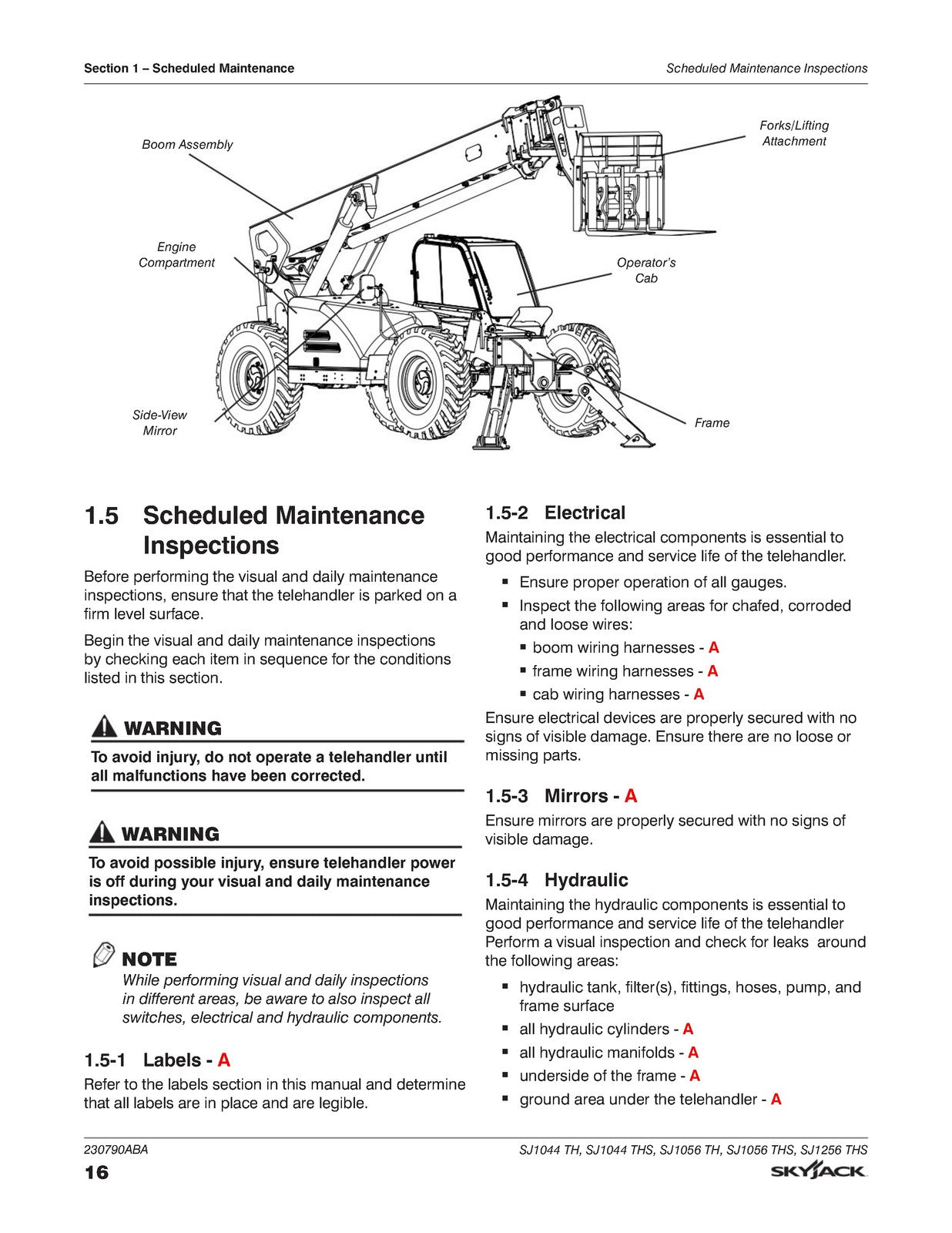 SKYJACK Telehandlers SJ1044 SJ1056 TH THS SJ1256 Service Manual, FOLDOUTS