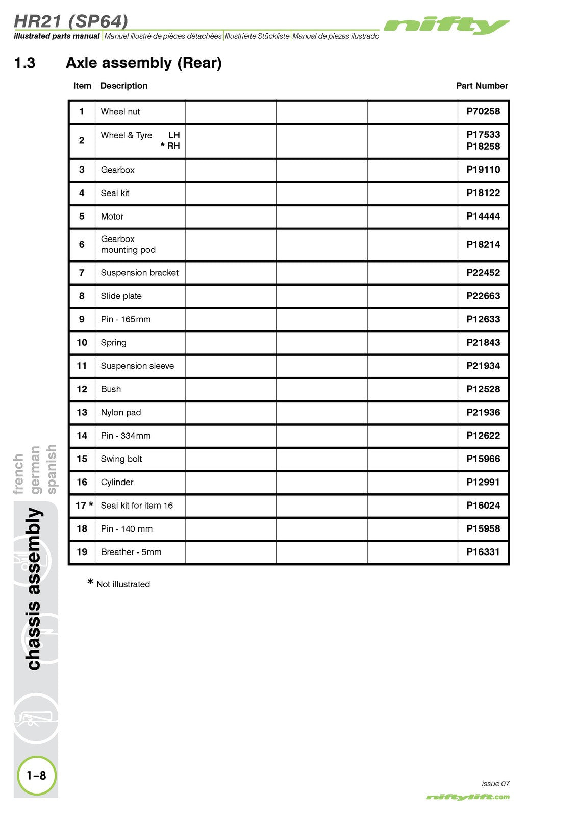 NIFTYLIFT HR21 SP64 4x4 Illustrated Parts Manual 2013 - WIRE BOUND - COVERS