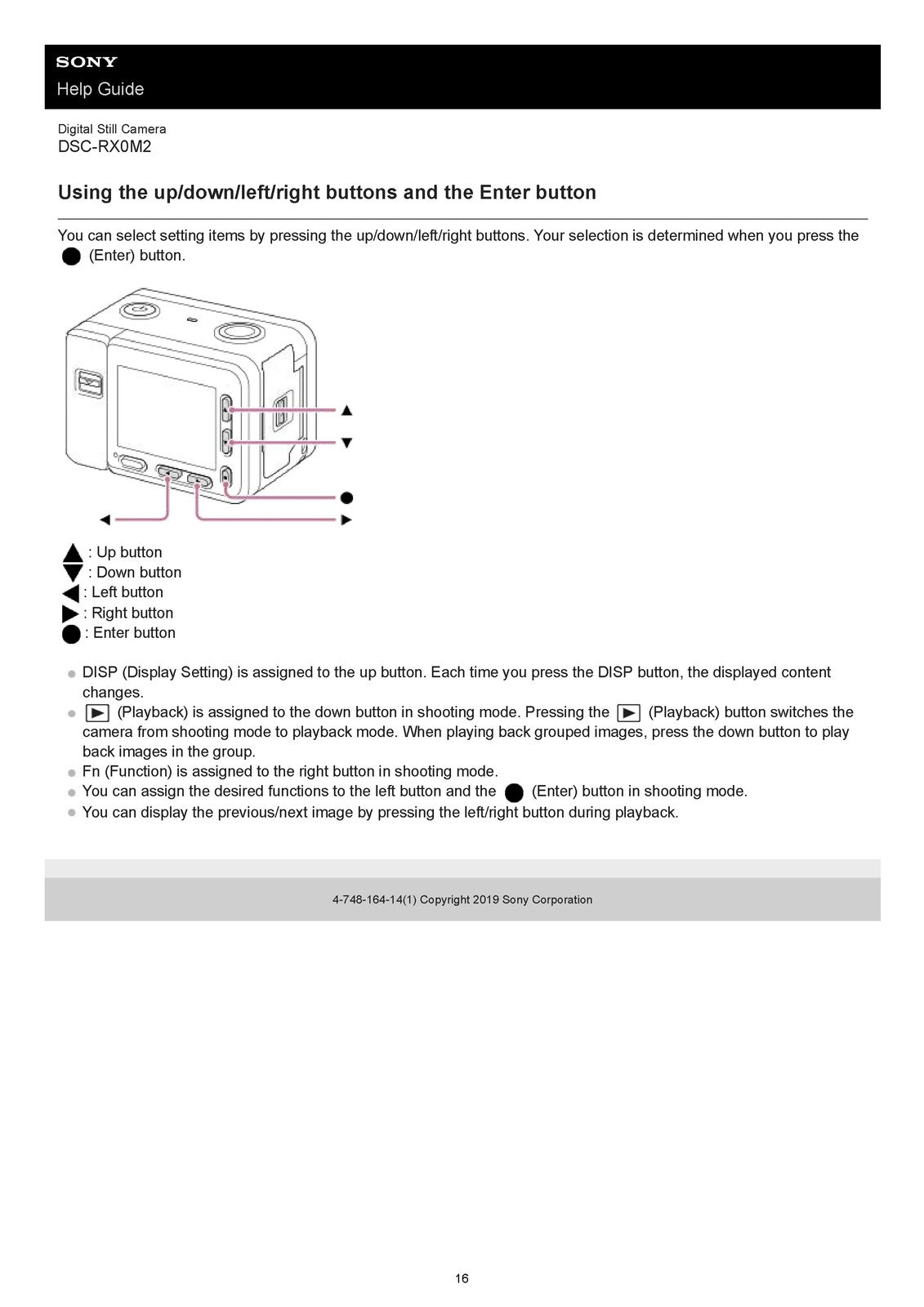 SONY DSC-RX0M2 Digital Still Camera Help Guide Manual 2019 - WIRE BOUND - COVERS