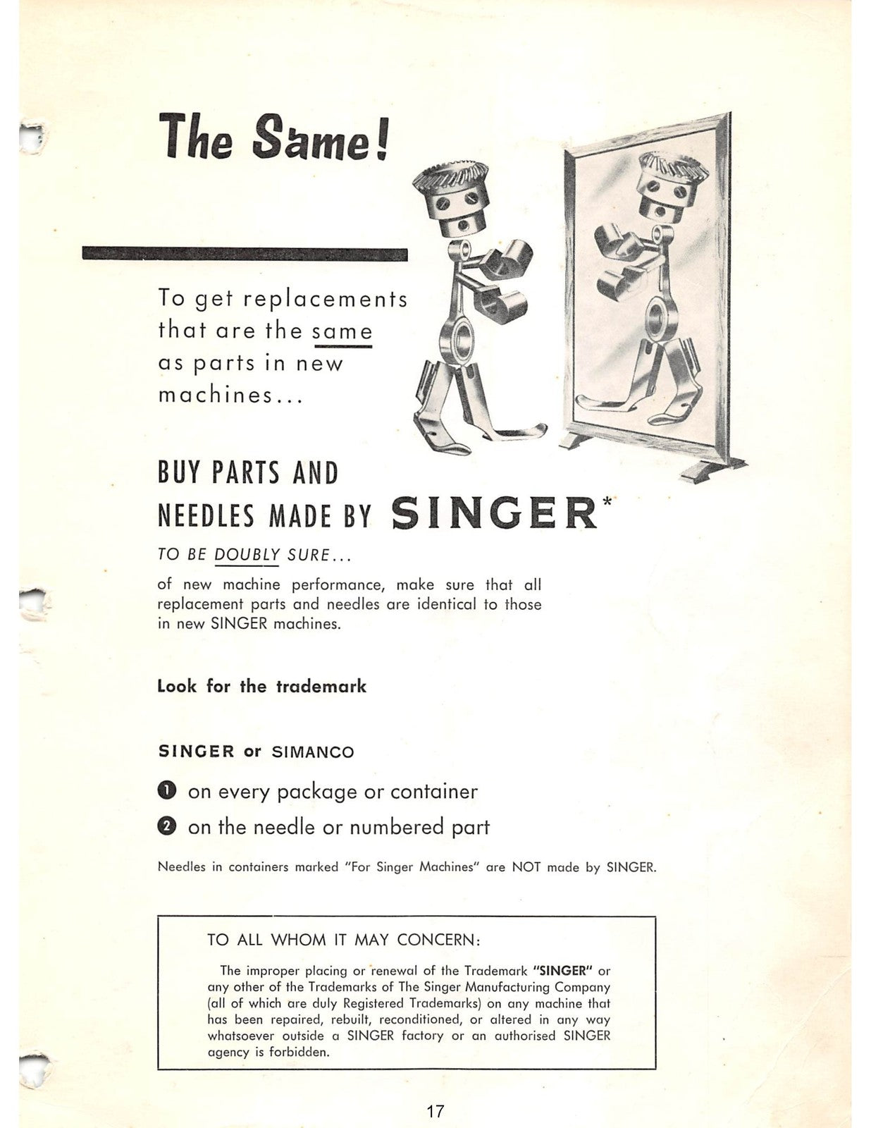 SINGER 457G1 Class Sewing Machine Service Manual - WIRE BOUND - TOUGH COVERS