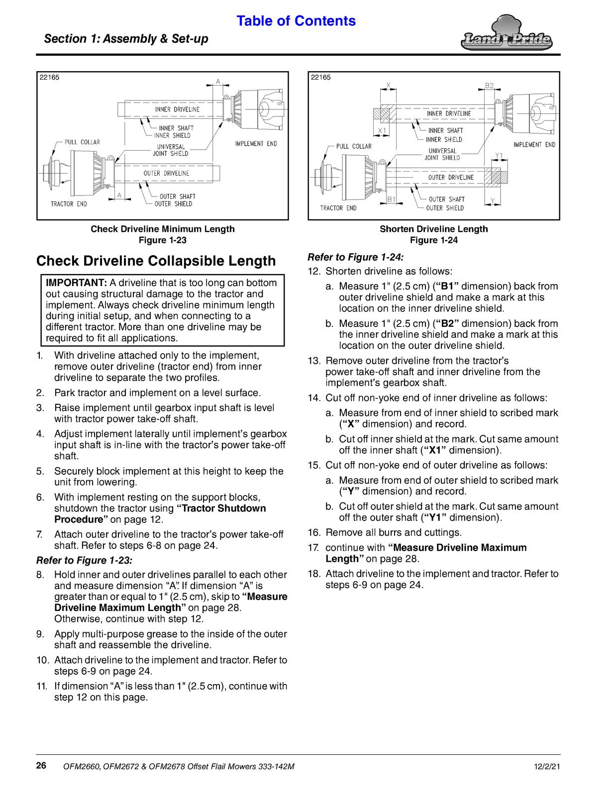 LAND PRIDE OFM26 Series Offset Flail Mowers Operators Manual - WIRE BOUND