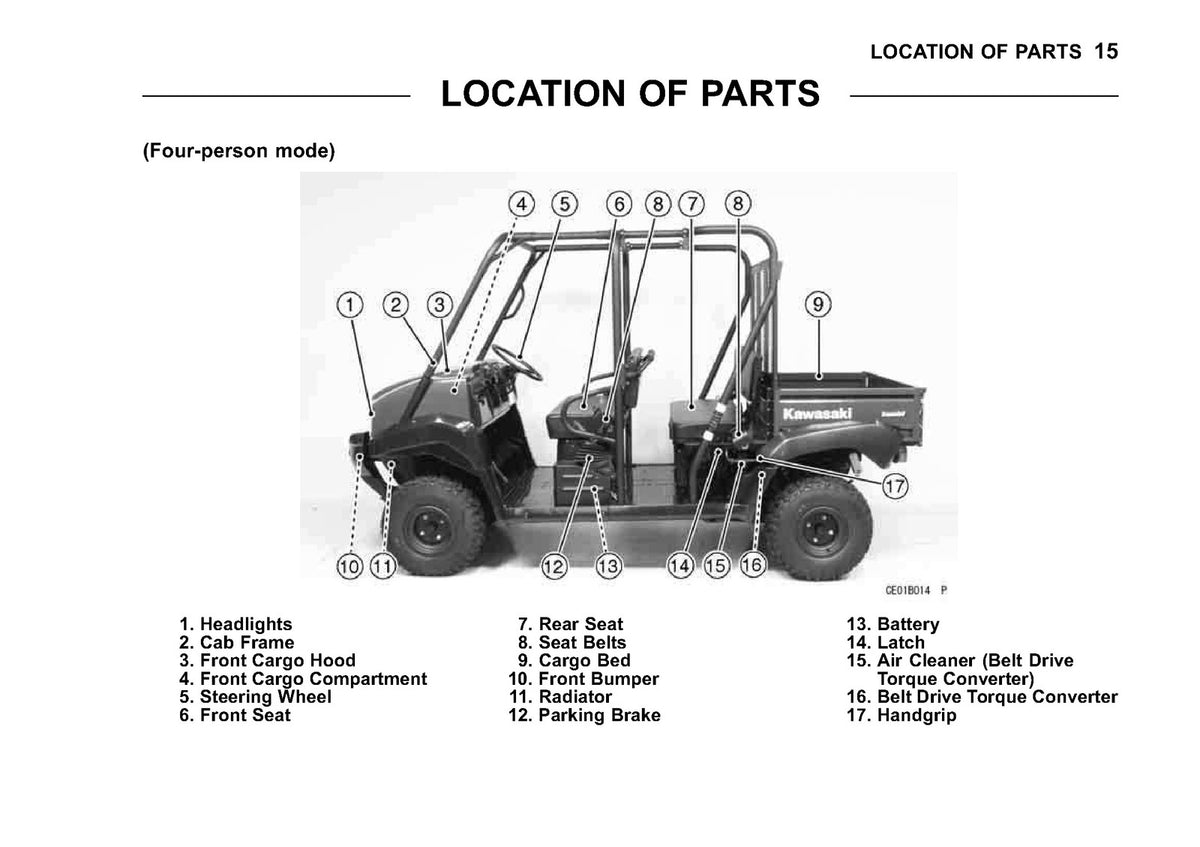 KAWASAKI Mule 4010 Trans 4x4 Utility Vehicle Owners Manual 2009 - WIRE BOUND