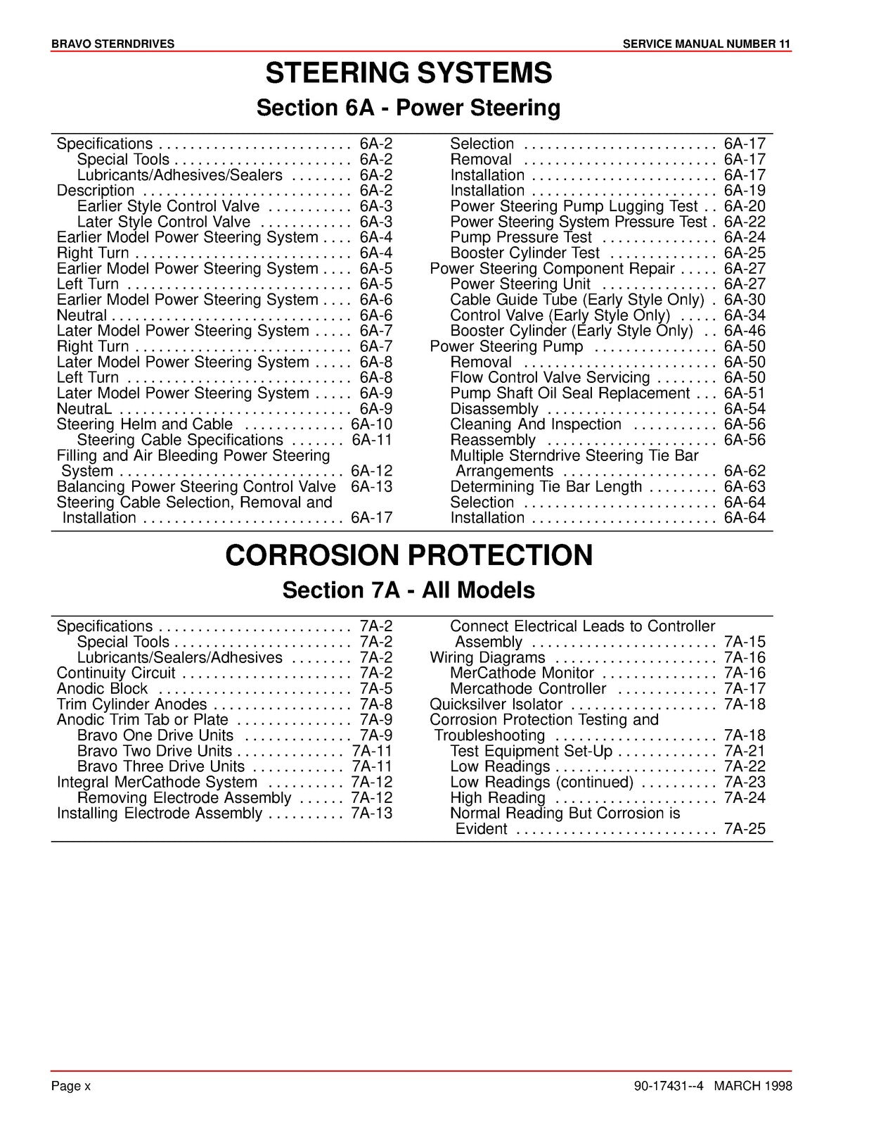 MERCURY MERCRUISER Bravo One Two Three Sterndrives Service Manual 1998 - BOUND