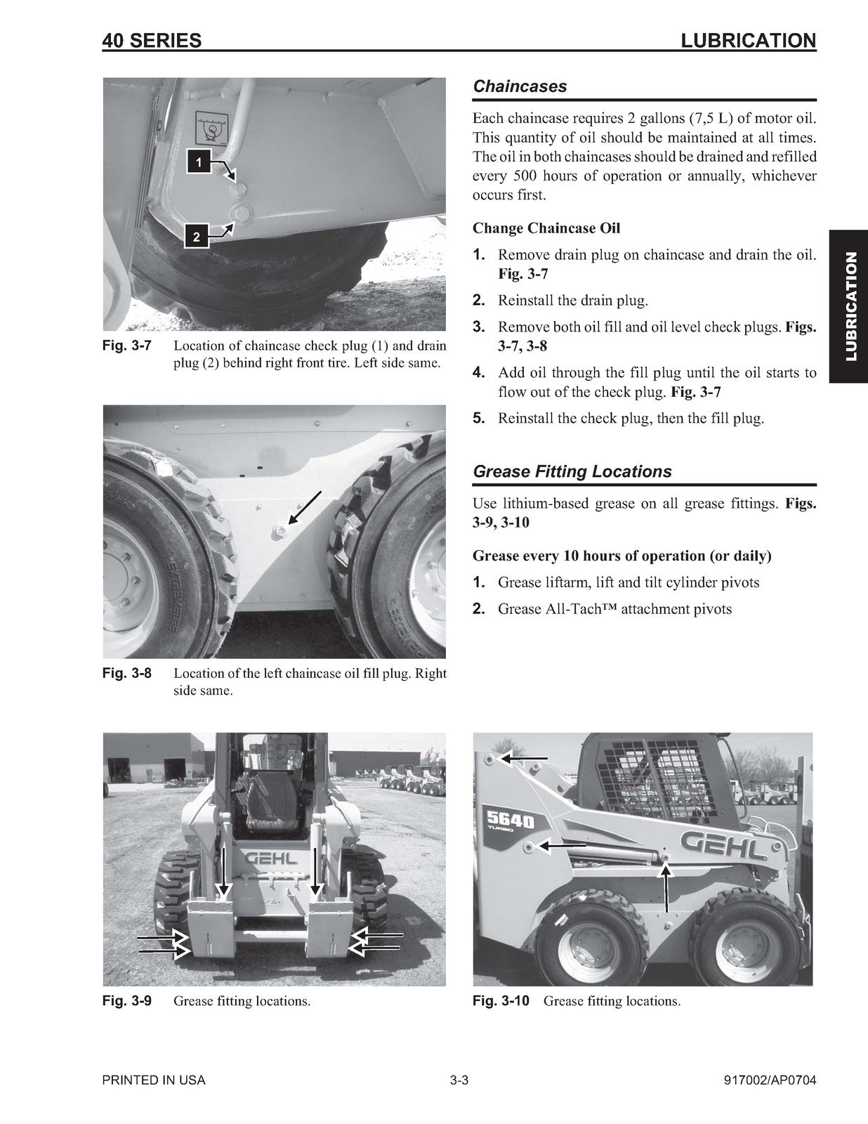GEHL SL4640 SL4840 SL5640 SL6640 Skid-Steer Loader Service Manual - WIRE BOUND