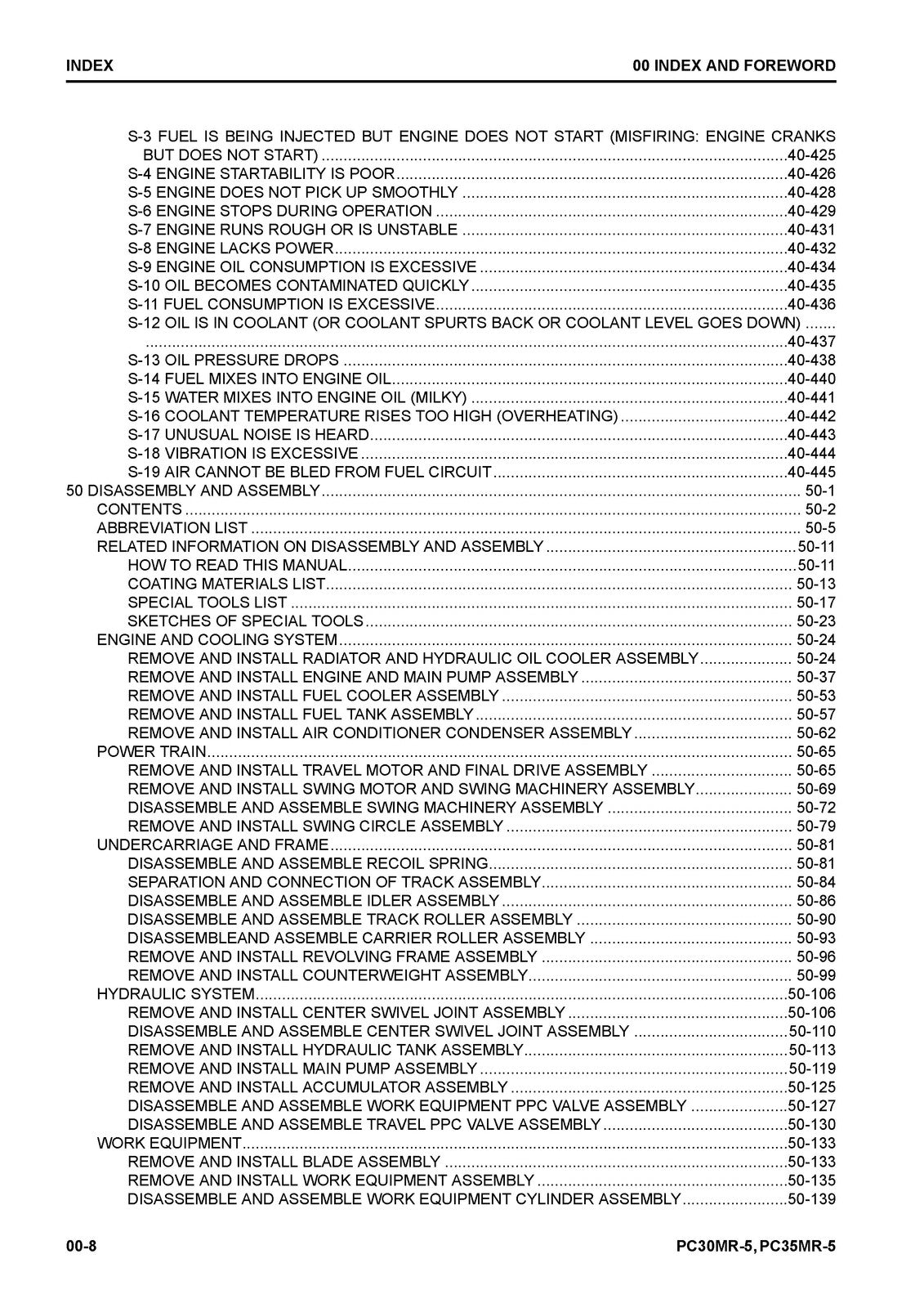 KOMATSU PC30MR-5 PC35MR-5 Hydraulic Excavator Shop Manual - WIRE BOUND - COVERS
