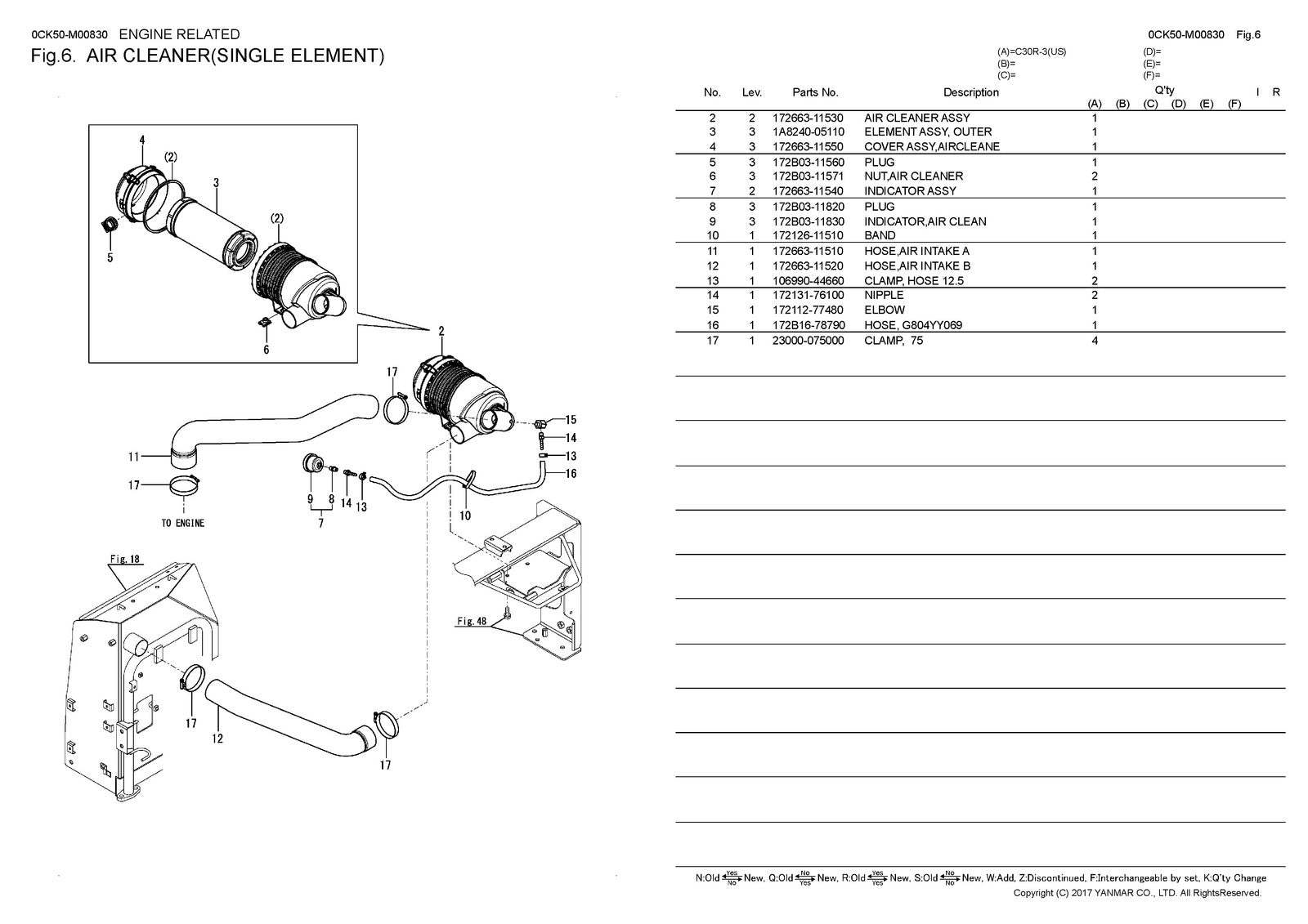 YANMAR C30R-3 Crawler Carrier Parts Catalog Manual 2017 - WIRE BOUND - COVERS