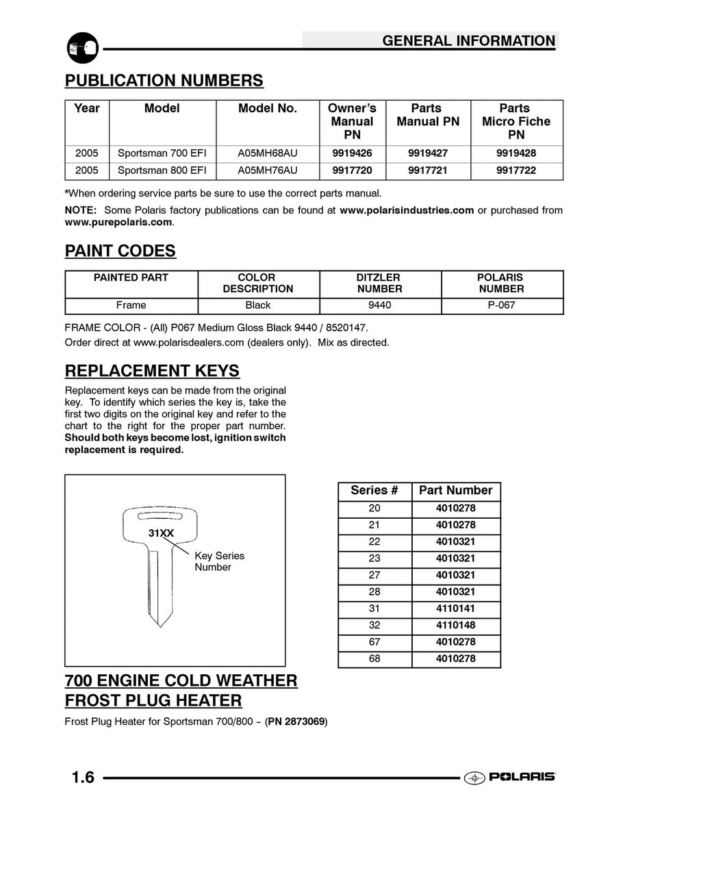 POLARIS Sportsman 700 EFI 2005 Service Manual - BOUND - COVERS - XL FOLDOUTS
