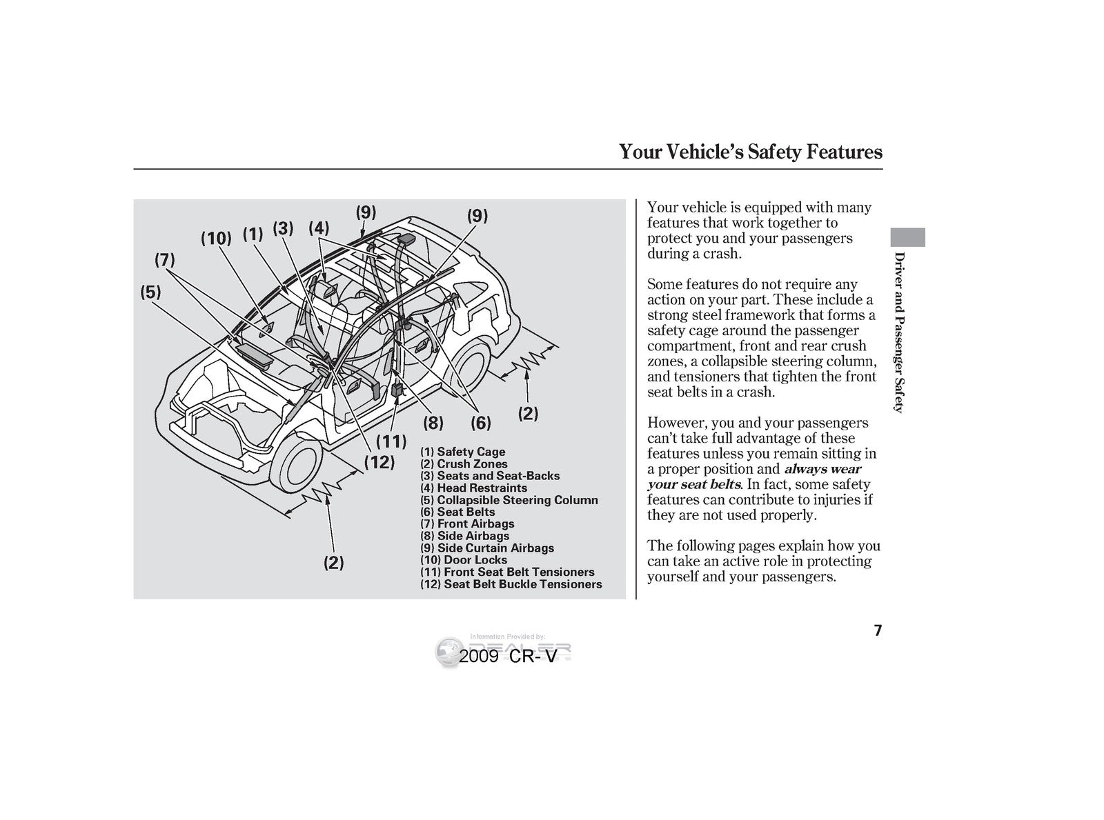 HONDA 2009 CR-V Owners Manual - STEEL WIRE BOUND - PROTECTIVE COVERS