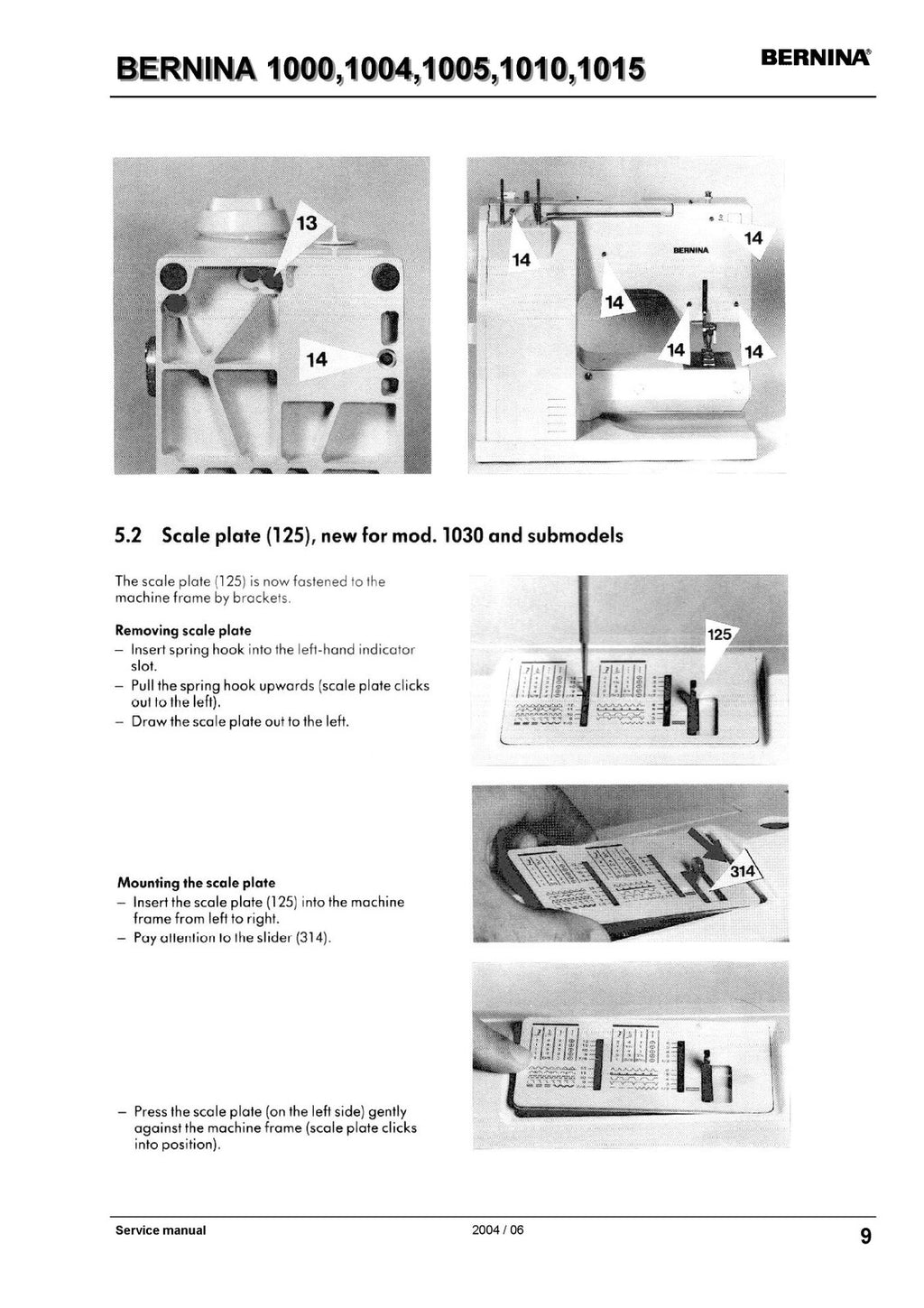 BERNINA 1000 1004 1005 1010 1015 SERVICE MANUAL (NOT User Manual) BOUND, COVERS