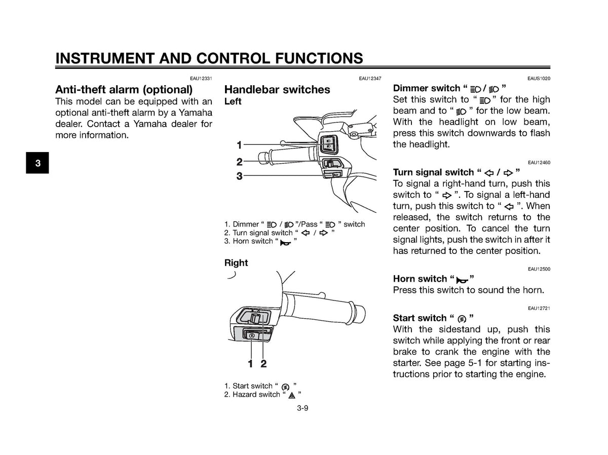 YAMAHA XMAX 250 Owners Manual 2009 - STEEL WIRE BOUND - PROTECTIVE COVERS