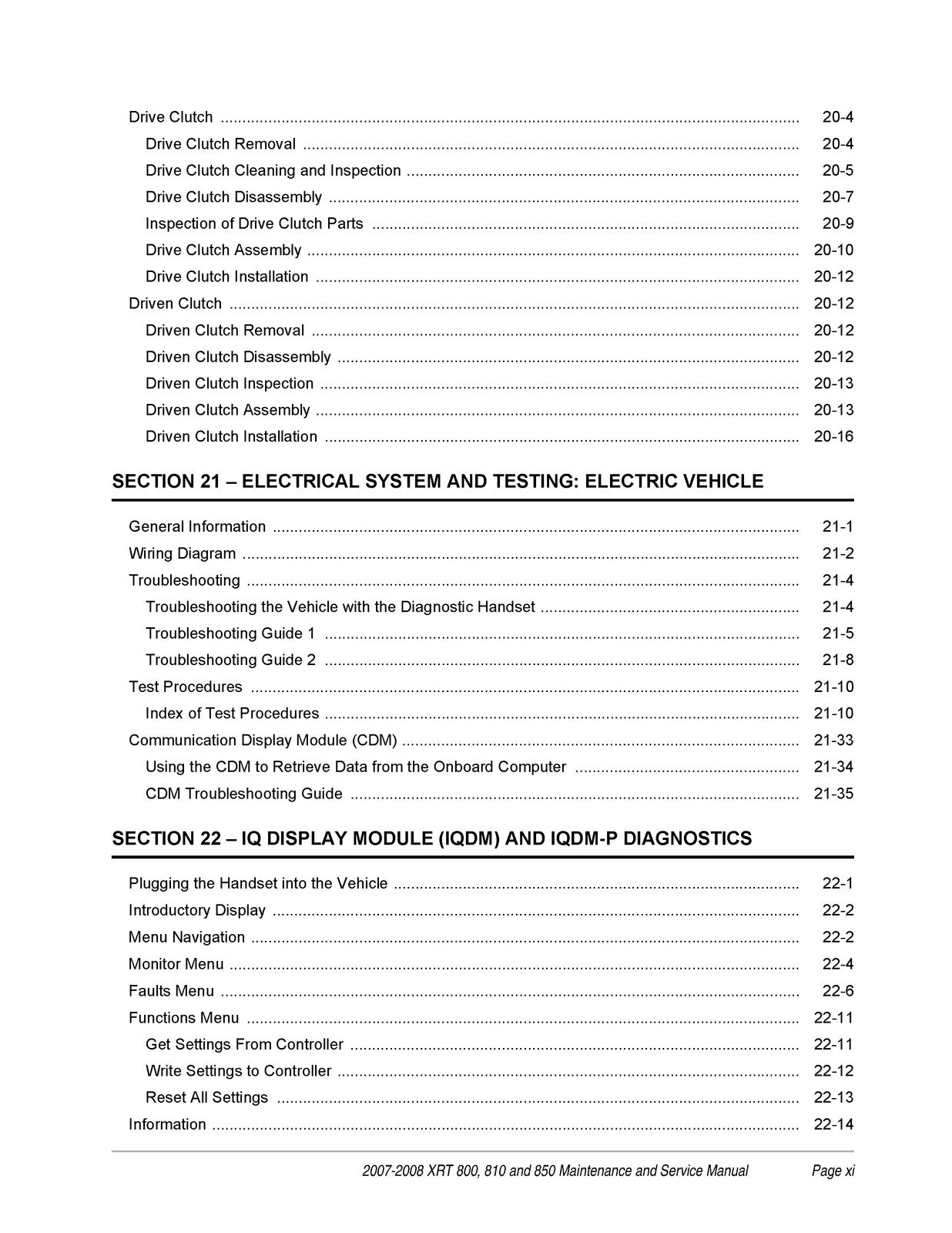 CLUB CAR XRT 800 810 850 Maintenance And Service Manual 2007-2008 - WIRE BOUND