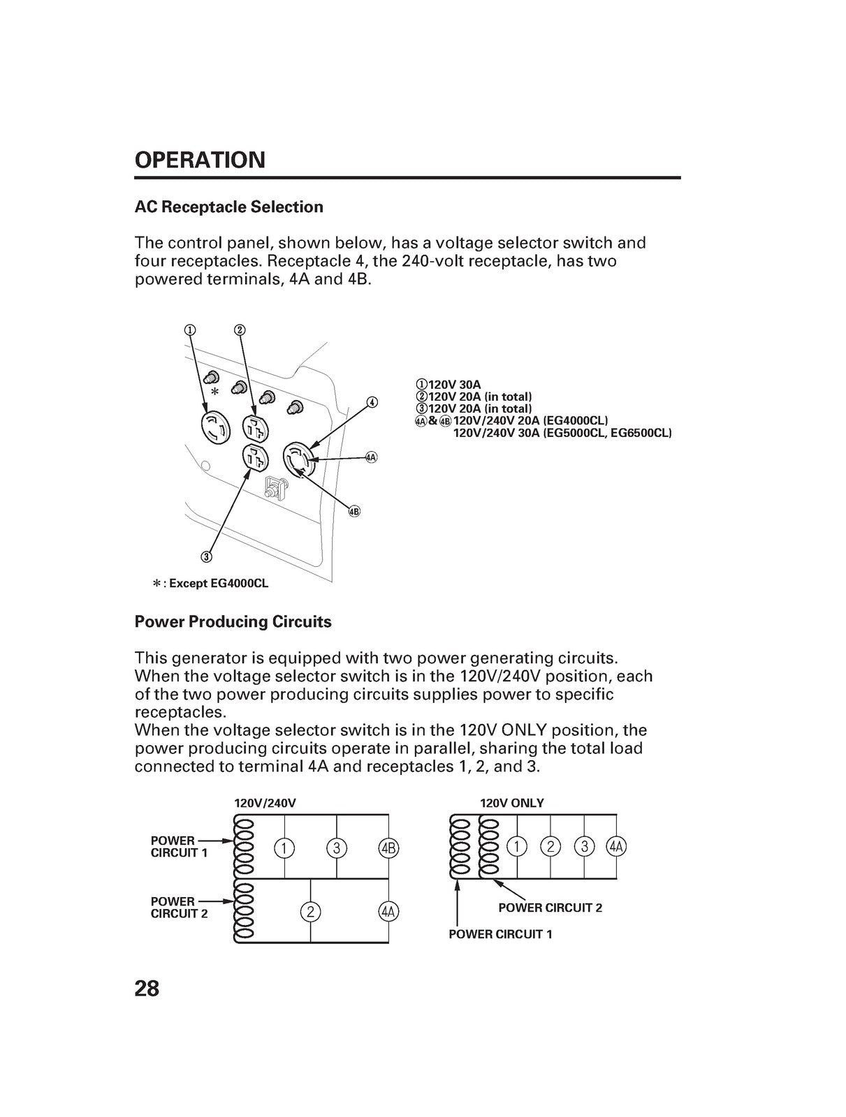 HONDA EG4000CL EG5000CL EG6500CL Generator Owners Manual 2011 - WIRE BOUND