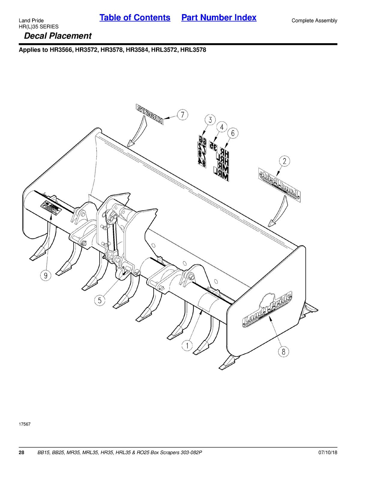 LAND PRIDE BB15 Series Box Scrapers Parts Manual 2019 - WIRE BOUND - COVERS