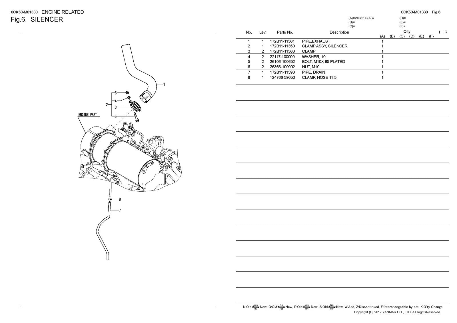 YANMAR ViO82 Excavator Parts Catalog Manual 2017 - WIRE BOUND - TOUGH COVERS
