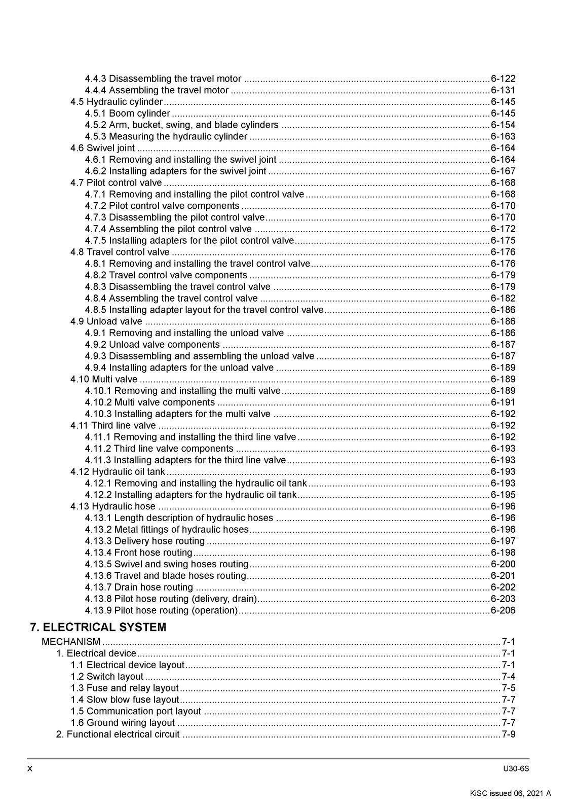 KUBOTA U30-6S Excavator Workshop Service Manual - BOUND - COVERS - XL FOLDOUTS