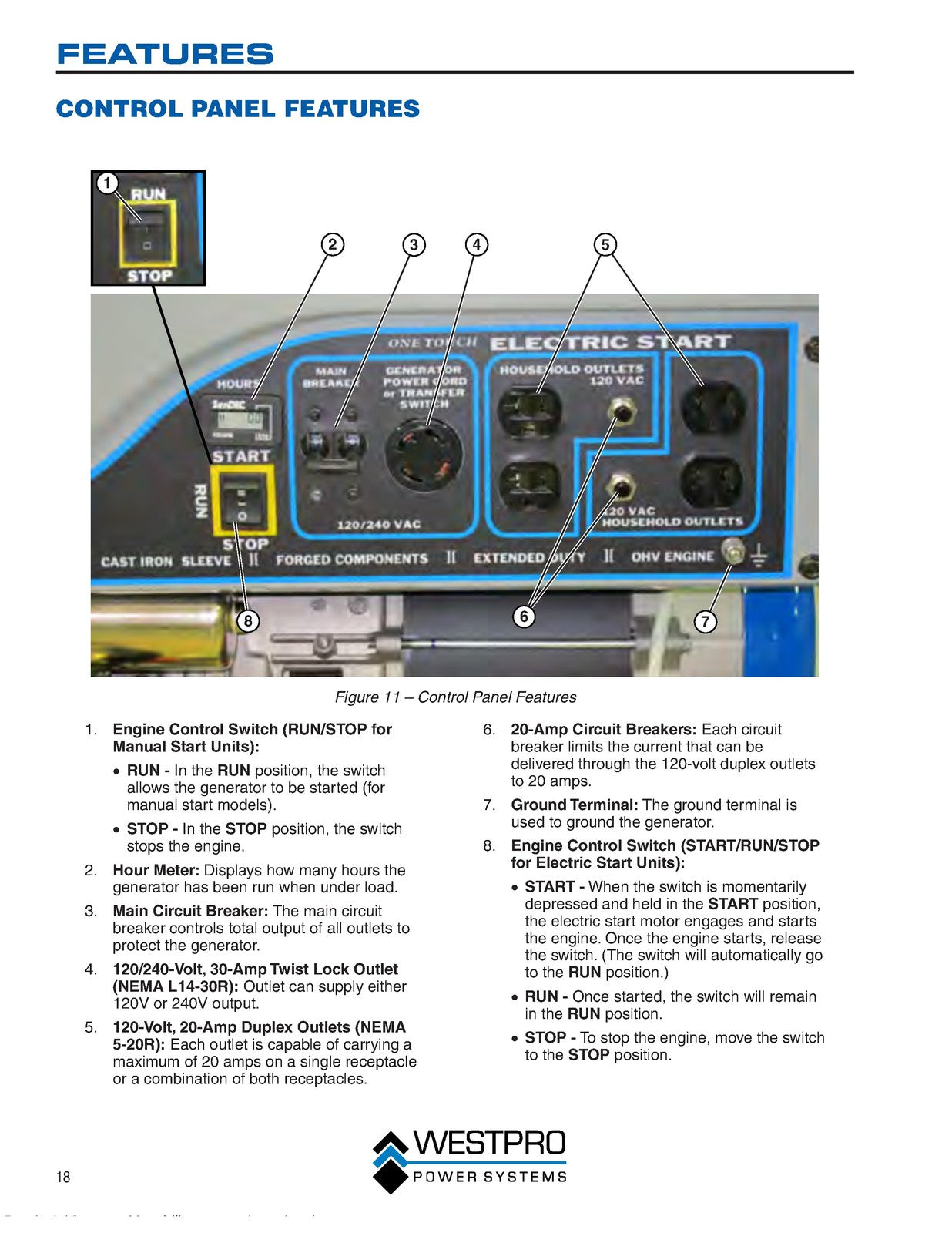 WESTINGHOUSE WH3250 WH4500 thru WH7500E Portable Generator Operators Manual