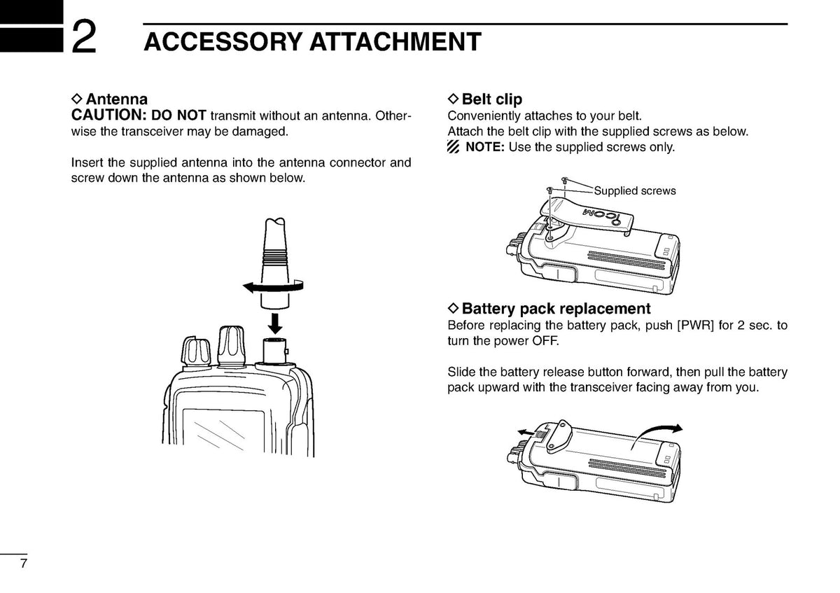 ICOM IC-A24 IC-A6 VHF Air Band Transceiver Instruction Manual - WIRE BOUND