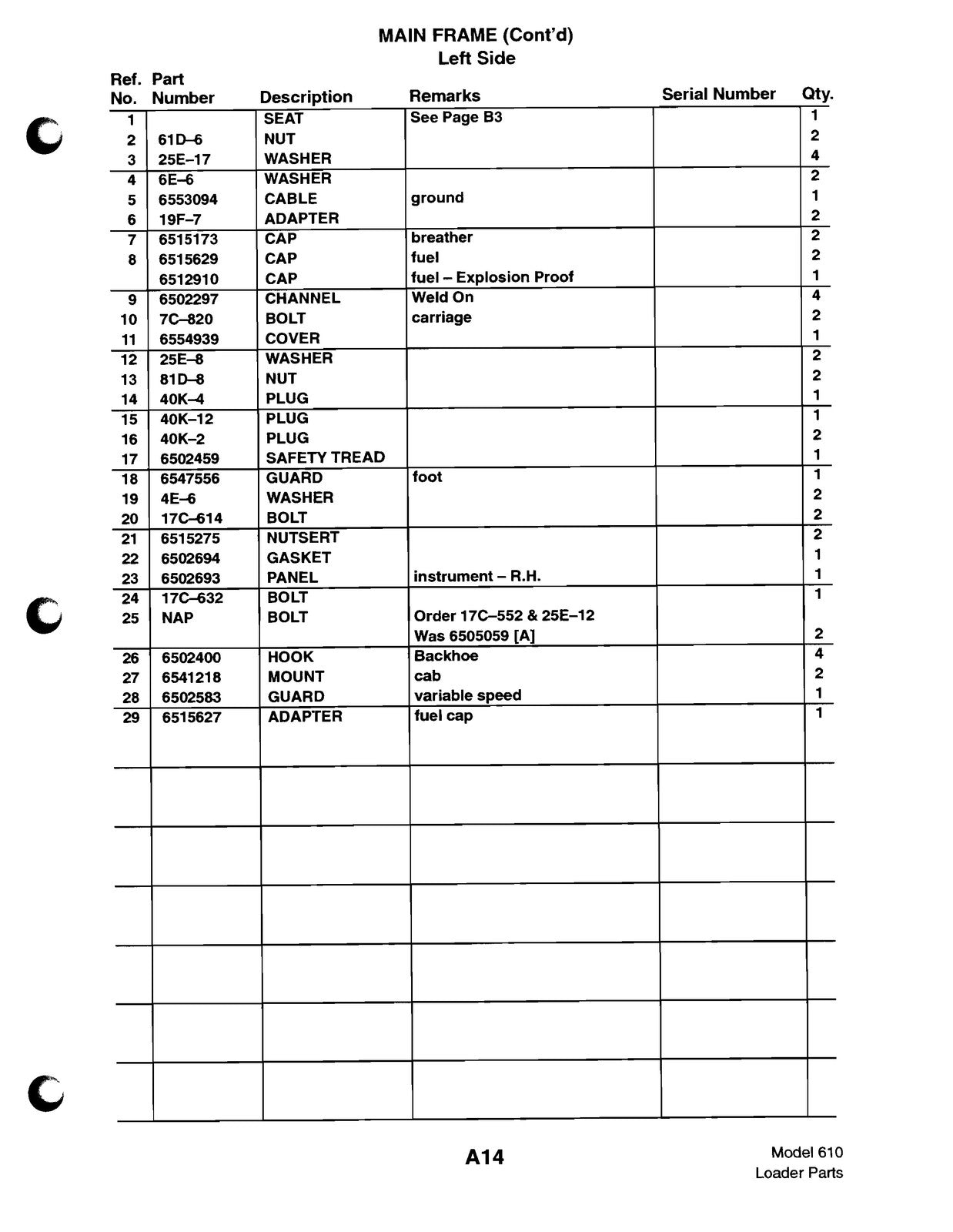BOBCAT 610 Parts Manual 1999 - STEEL WIRE BOUND - PROTECTIVE COVERS