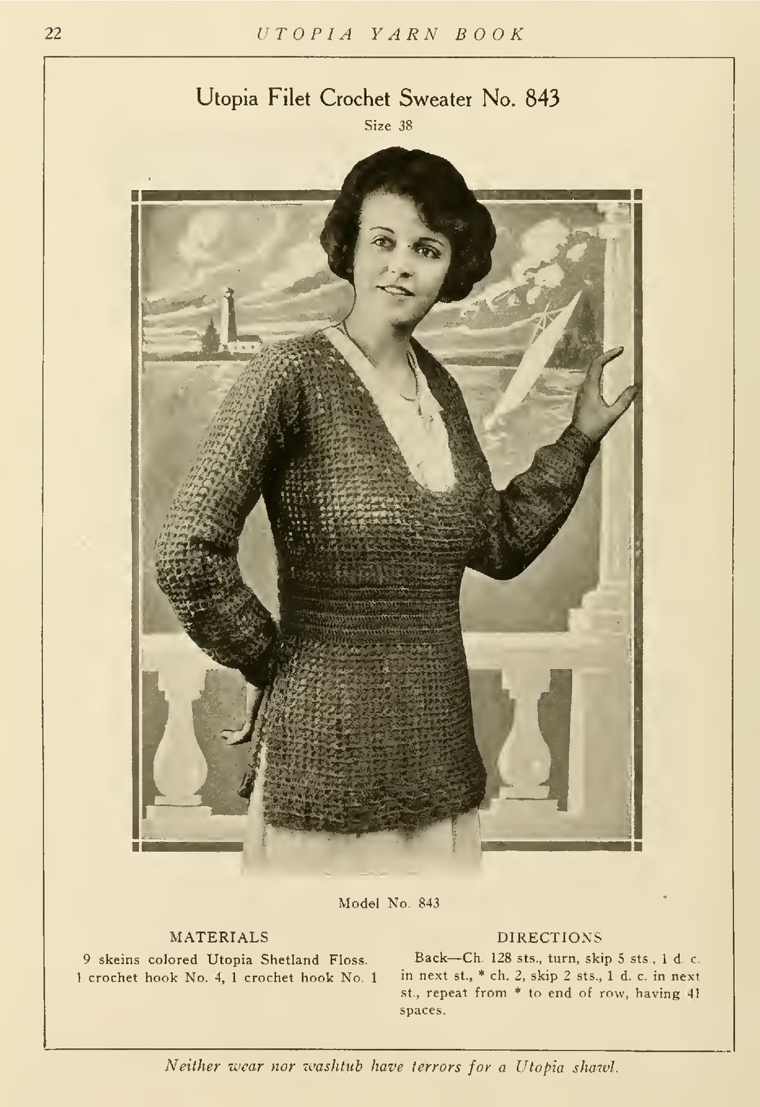 UTOPIA Yarn Book Knitting And Crocheting Manual 1919 - WIRE BOUND - TOUGH COVERS