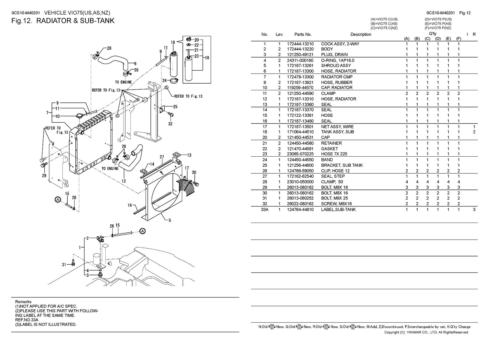 YANMAR ViO75 Excavator Parts Catalog Manual 2015 - WIRE BOUND - TOUGH COVERS