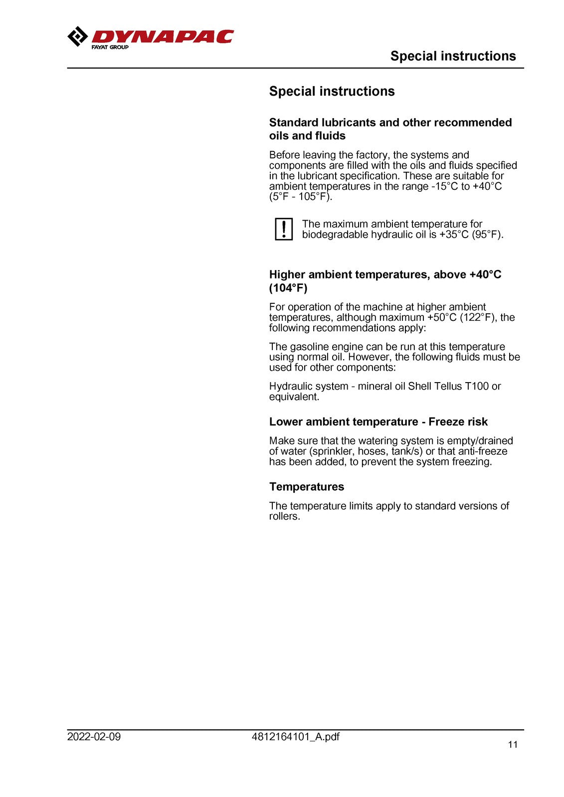 DYNAPAC CC950 Vibratory Roller Operating And Maintenance Manual - WIRE BOUND