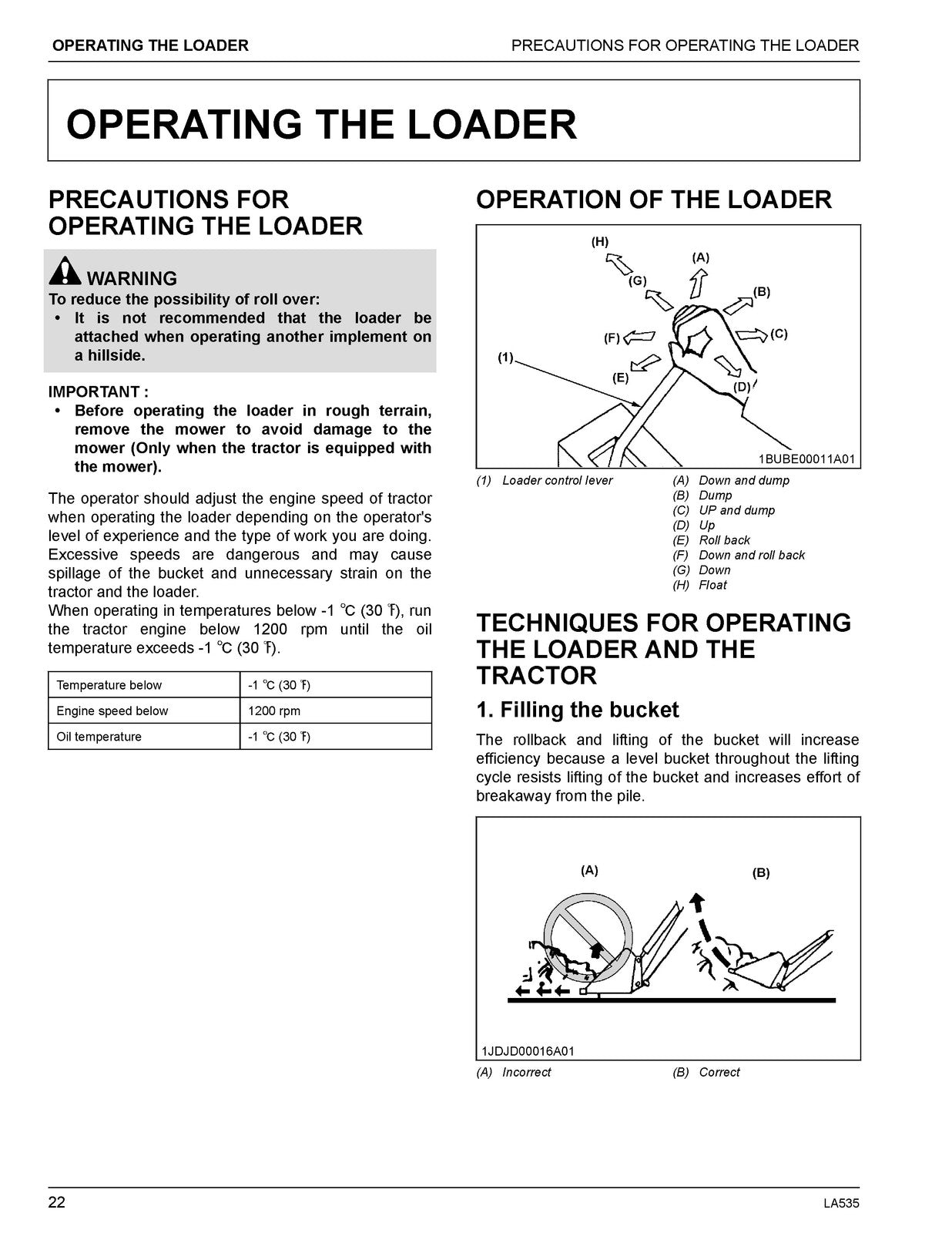 KUBOTA LA535 Front Loader Operators Manual 2020 - BOUND - COVERS - XL FOLDOUTS