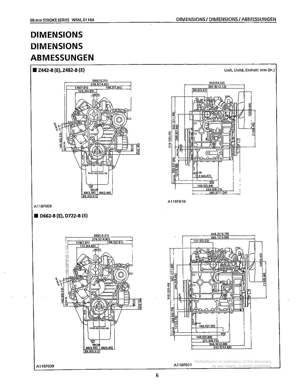 KUBOTA 68mm Stroke Series Diesel Engine Workshop Manual 2000 - WIRE BOUND