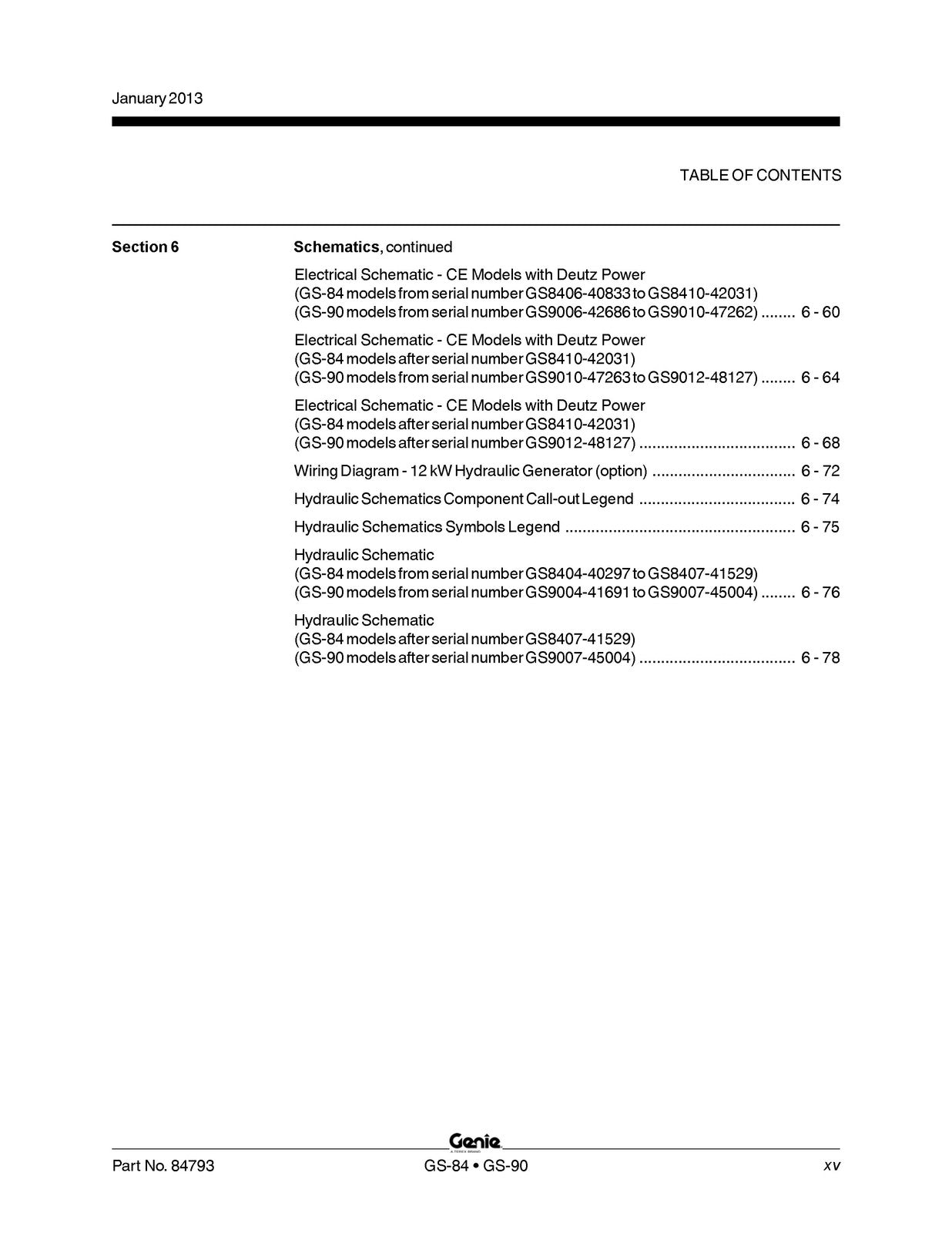 GENIE GS-84 GS-90 Scissor Lift Service Manual 2013 - WIRE BOUND - TOUGH COVERS