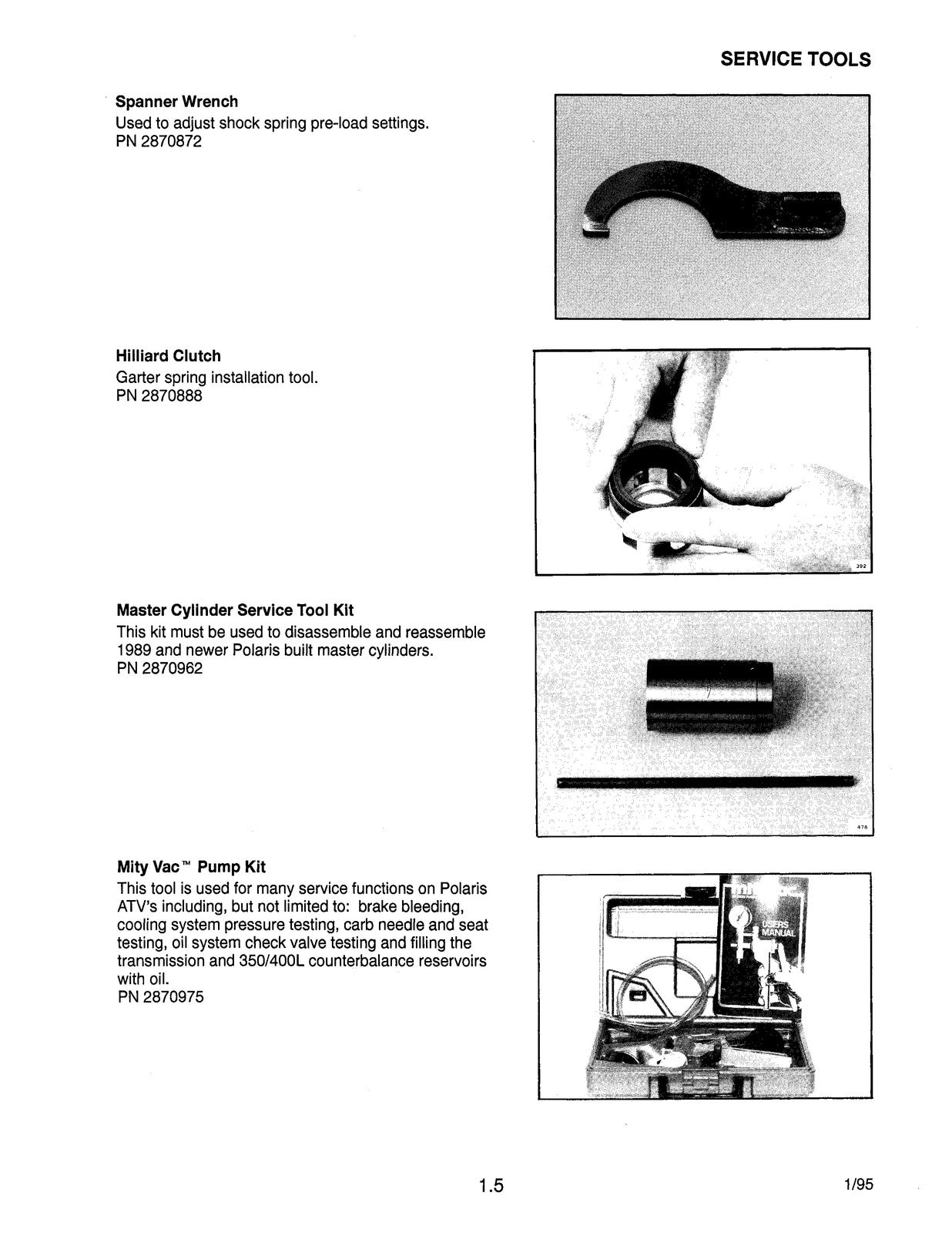 POLARIS ATV  Light Utility Hauler Service Manual 1985-1995 - WIRE BOUND