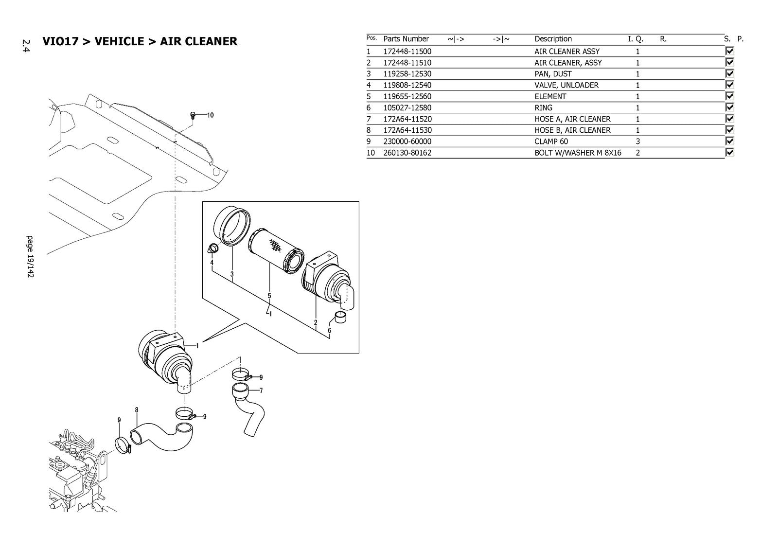YANMAR ViO17U Mini Excavator Parts Catalog Manual - WIRE BOUND - TOUGH COVERS