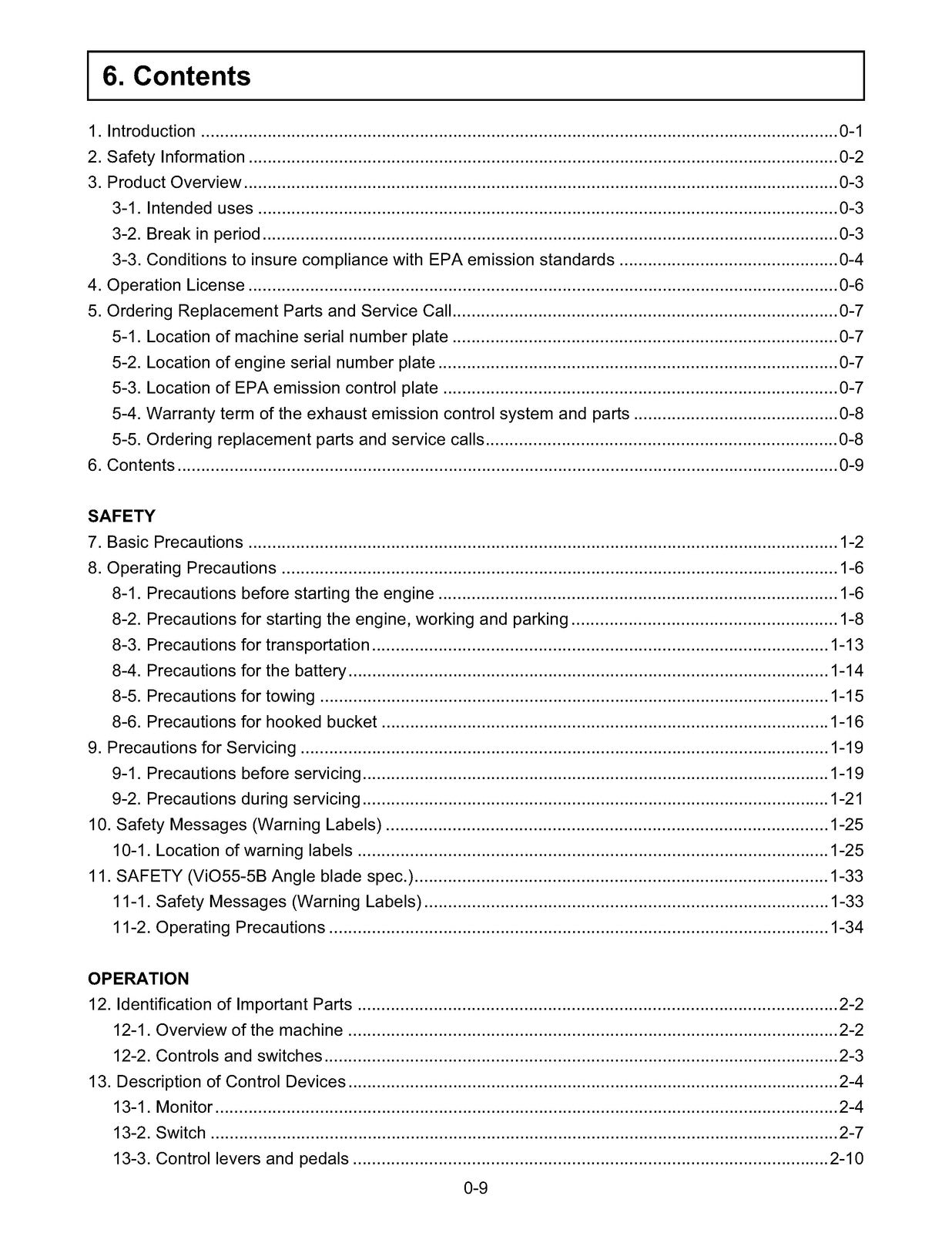 YANMAR ViO45-5B ViO55-5B Excavator Operation Maintenance Manual - WIRE BOUND
