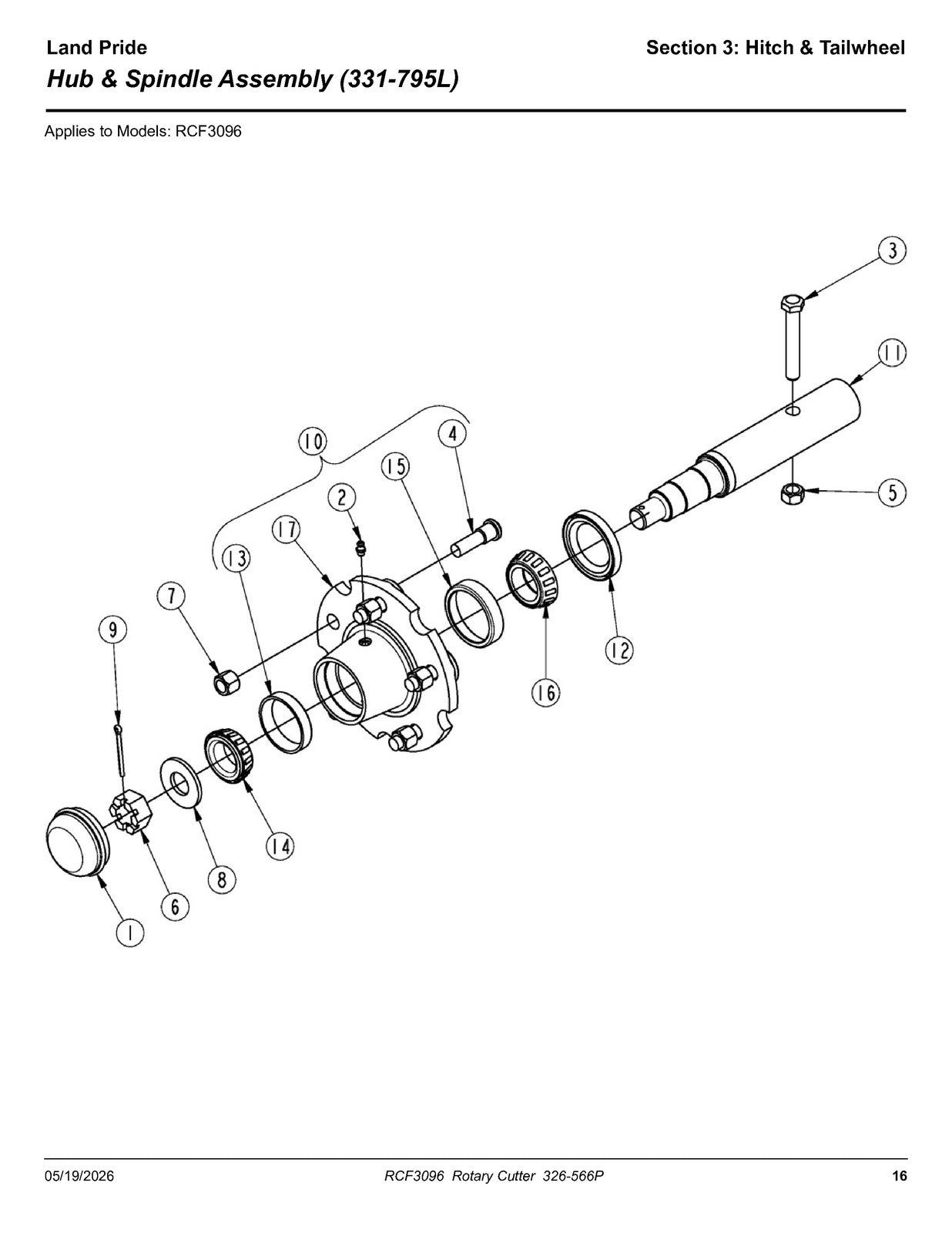 LAND PRIDE RCF3096 Rotary Cutters Parts Manual 2026 - WIRE BOUND - TOUGH COVERS