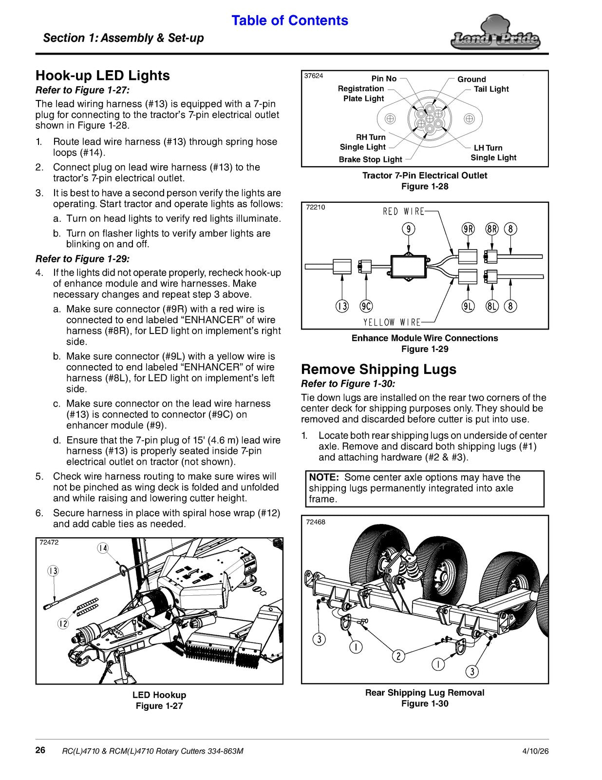 LAND PRIDE RC4710 Rotary Cutters Operators Manual - WIRE BOUND - TOUGH COVERS
