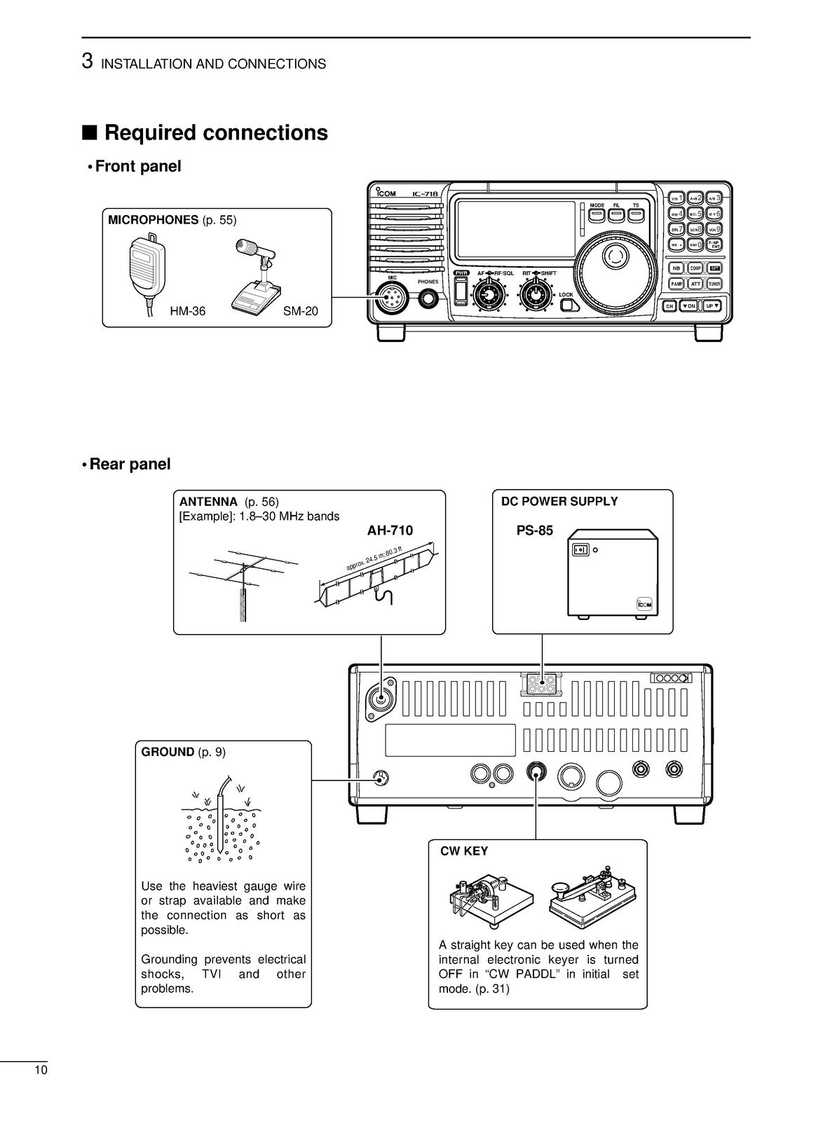 ICOM IC-718 HF All Band Transceiver Instruction Manual - WIRE BOUND - COVERS
