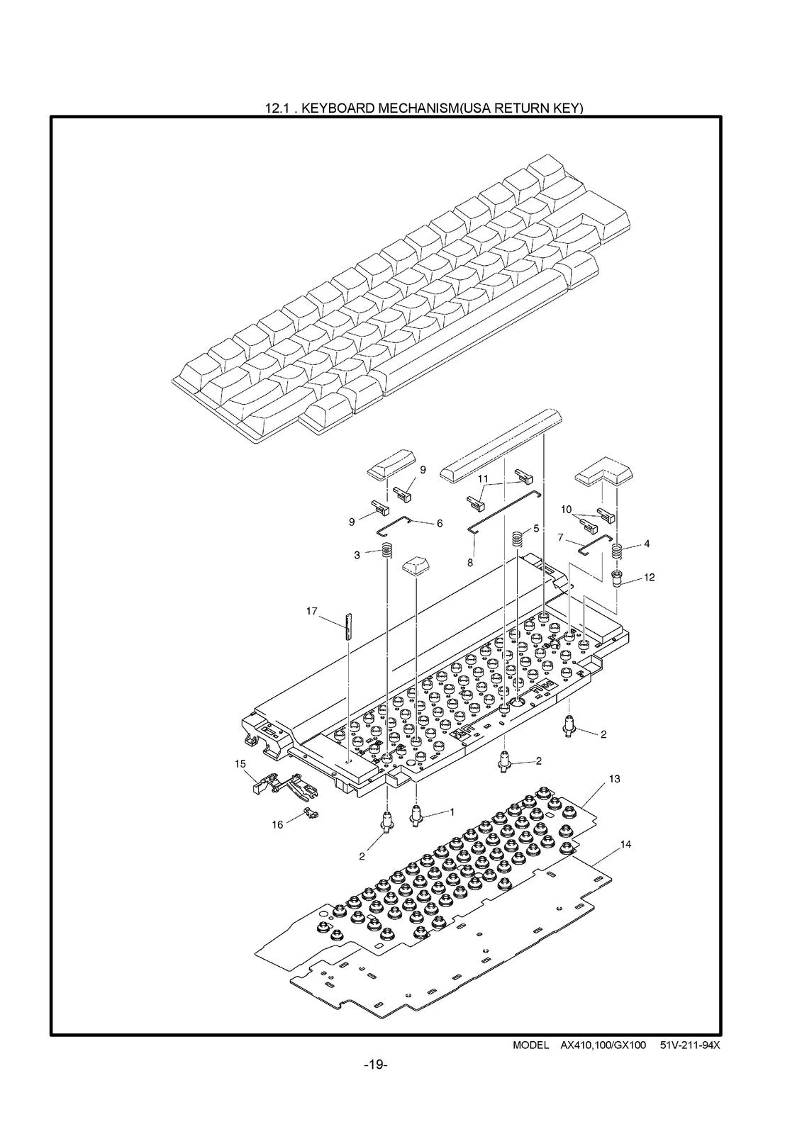BROTHER AX-400 410 GX-410 Electronic Typewriter Parts Reference Manual 2000