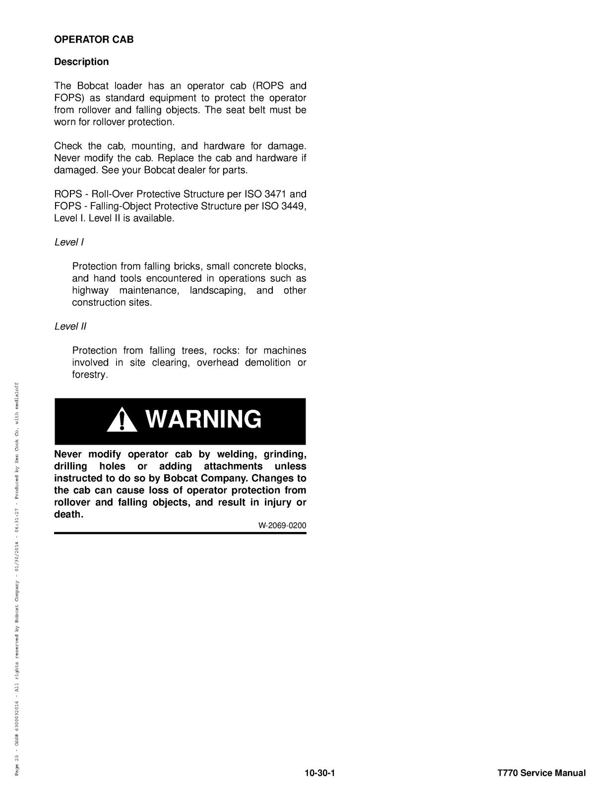 BOBCAT T770 Compact Track Loader Service Manual SN A3P811001 Up 2013, FOLDOUTS