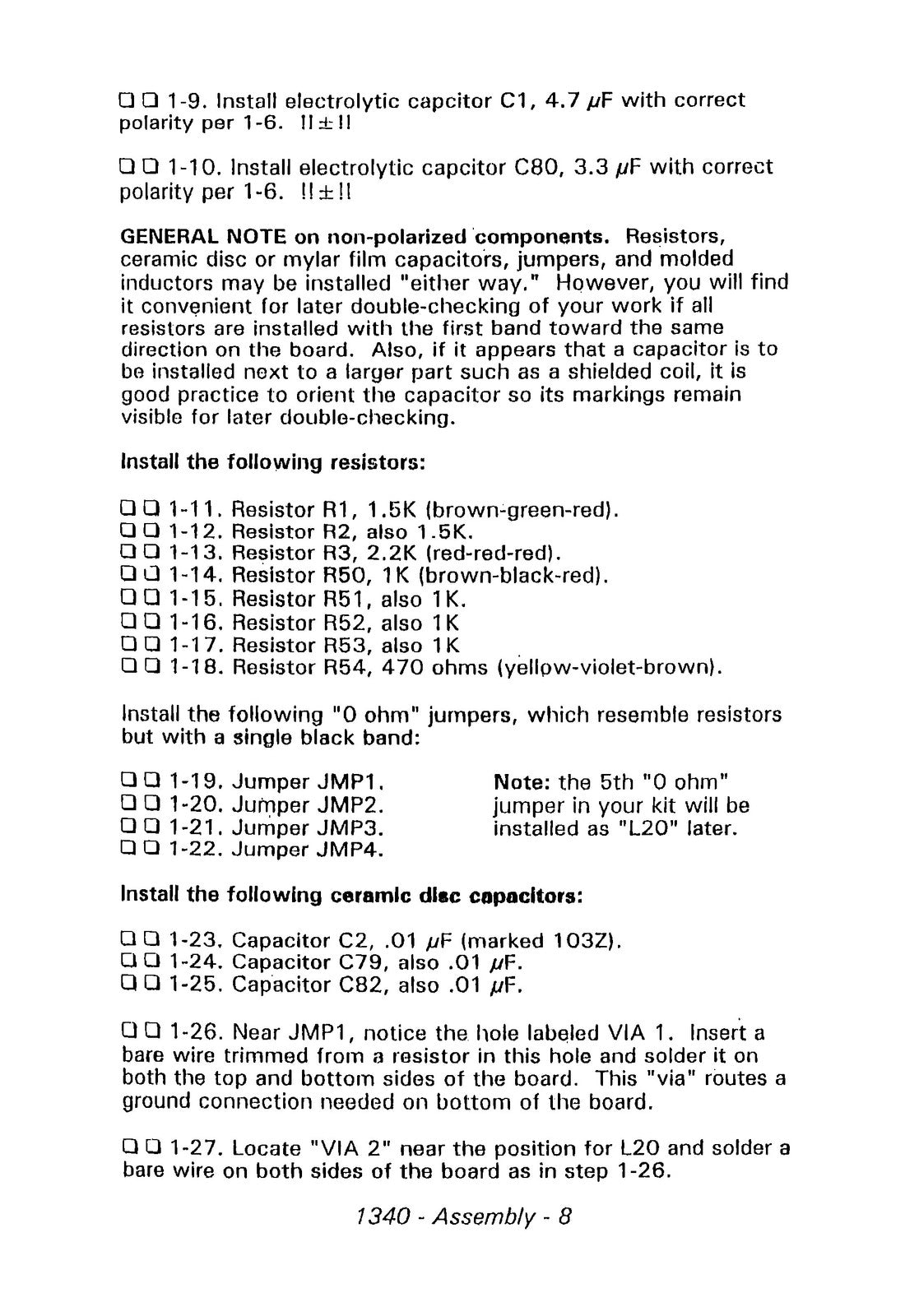 TEN TEC 1340 40 Meter CW Transceiver Instruction Manual - WIRE BOUND - COVERS