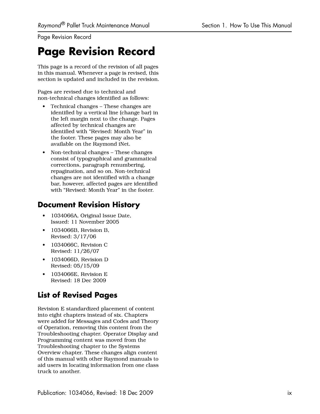 RAYMOND 8300 8400 8500 8600 Pallet Truck Maintenance Manual 2009, FOLDOUTS