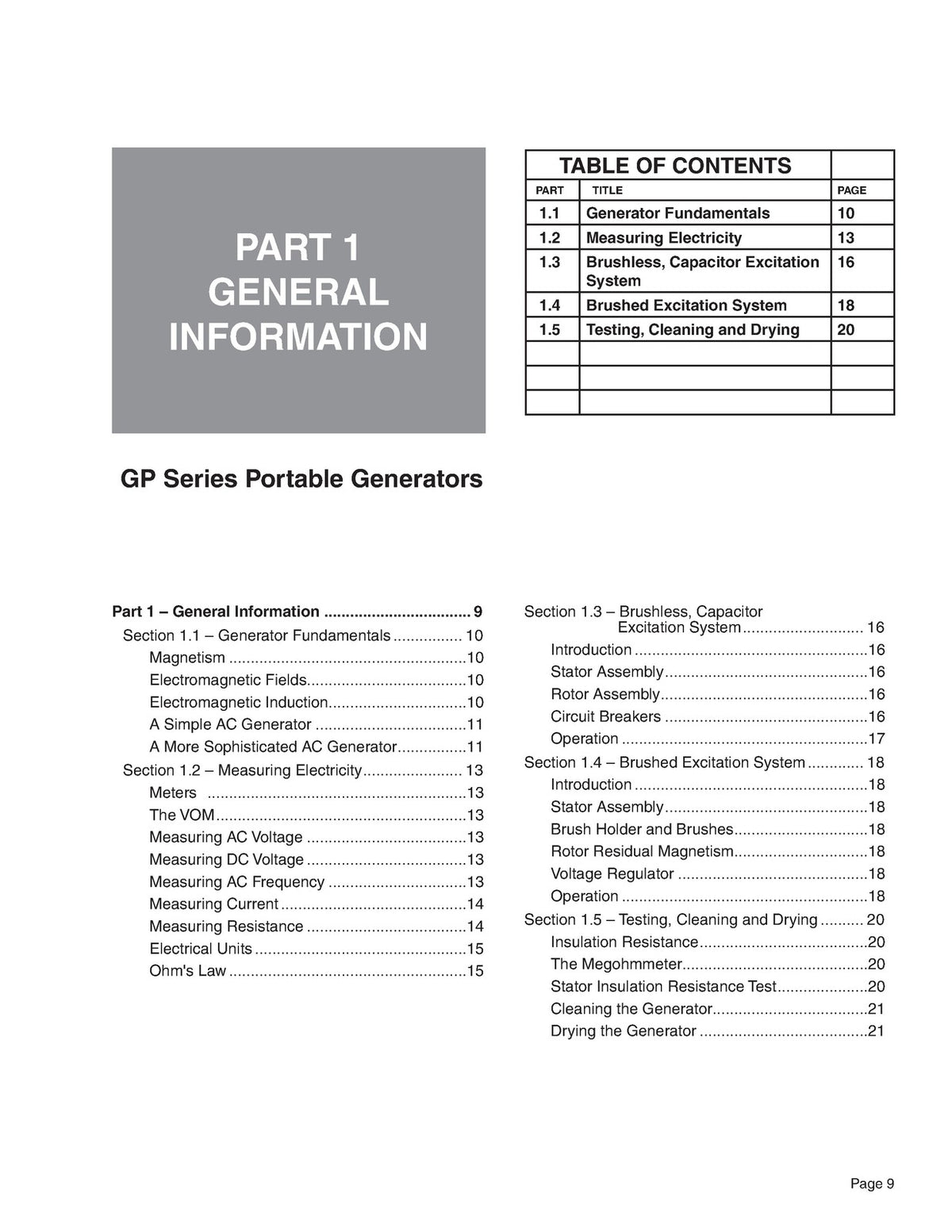 GENERAC GP1800 GP3250 GP5000 GP5500  More Diagnostic Repair Manual - WIRE BOUND