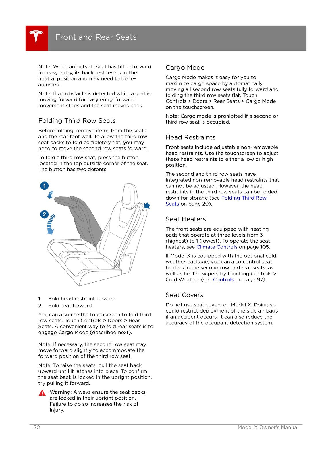 TESLA Model X Owners Manual 2016 - STEEL WIRE BOUND - PROTECTIVE COVERS