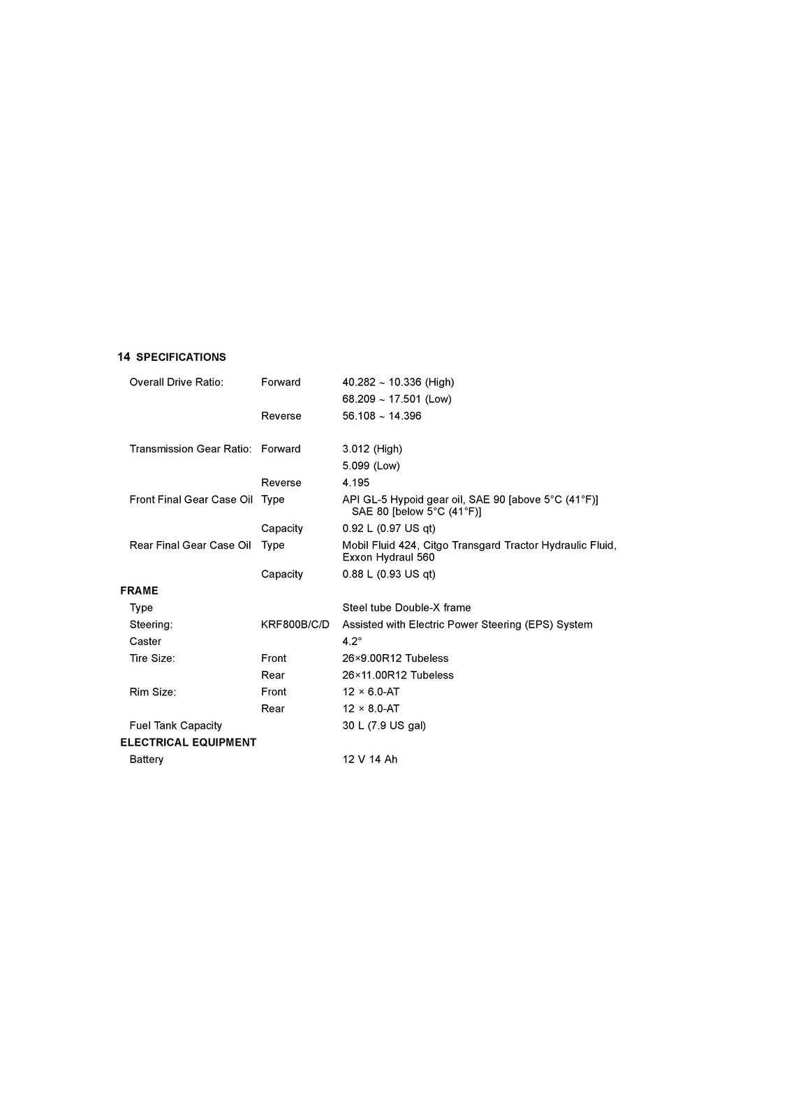 KAWASAKI Teryx LE Owners Manual 2014 - STEEL WIRE BOUND - PROTECTIVE COVERS