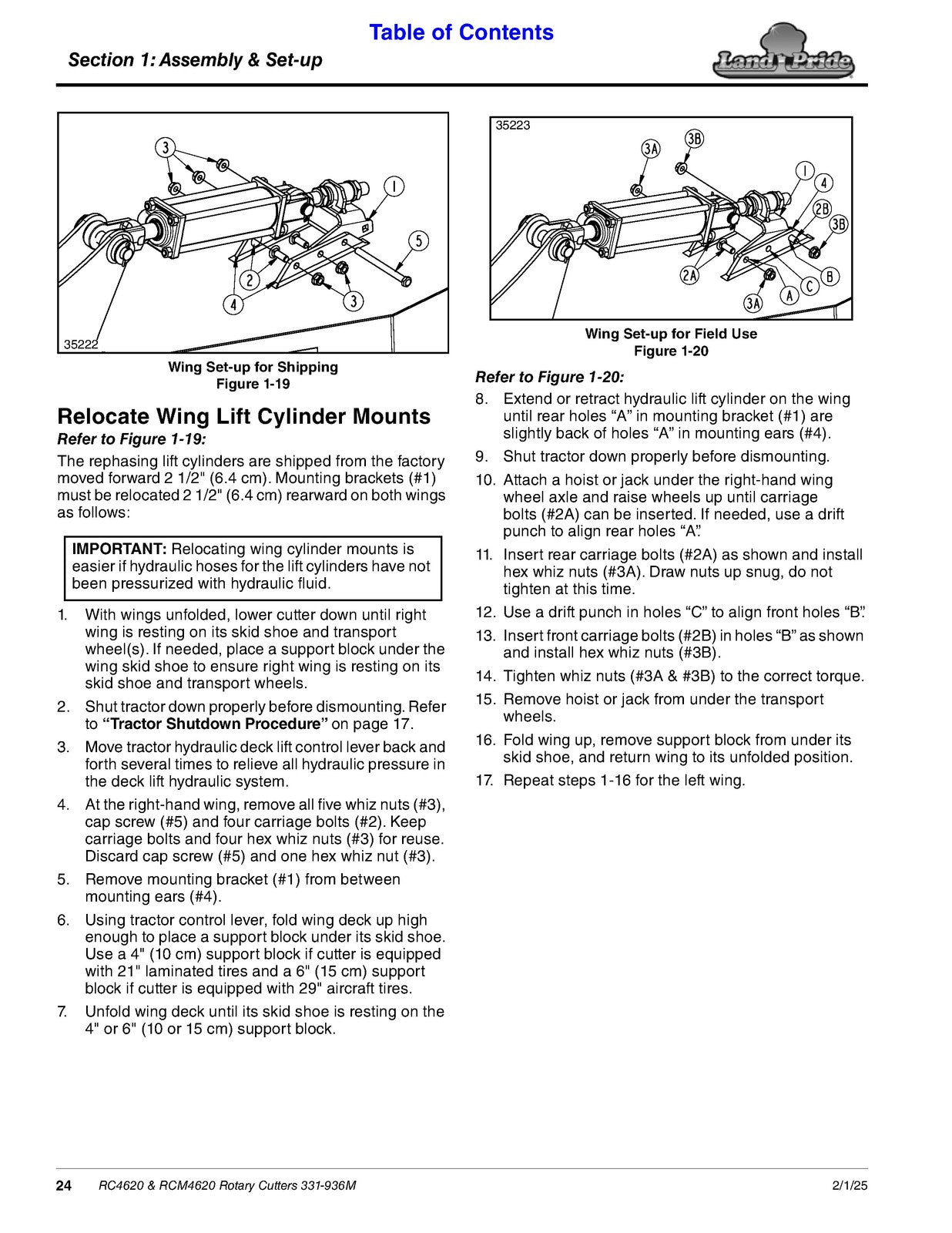 LAND PRIDE RC4620 Rotary Cutter Operators Manual - WIRE BOUND - TOUGH COVERS