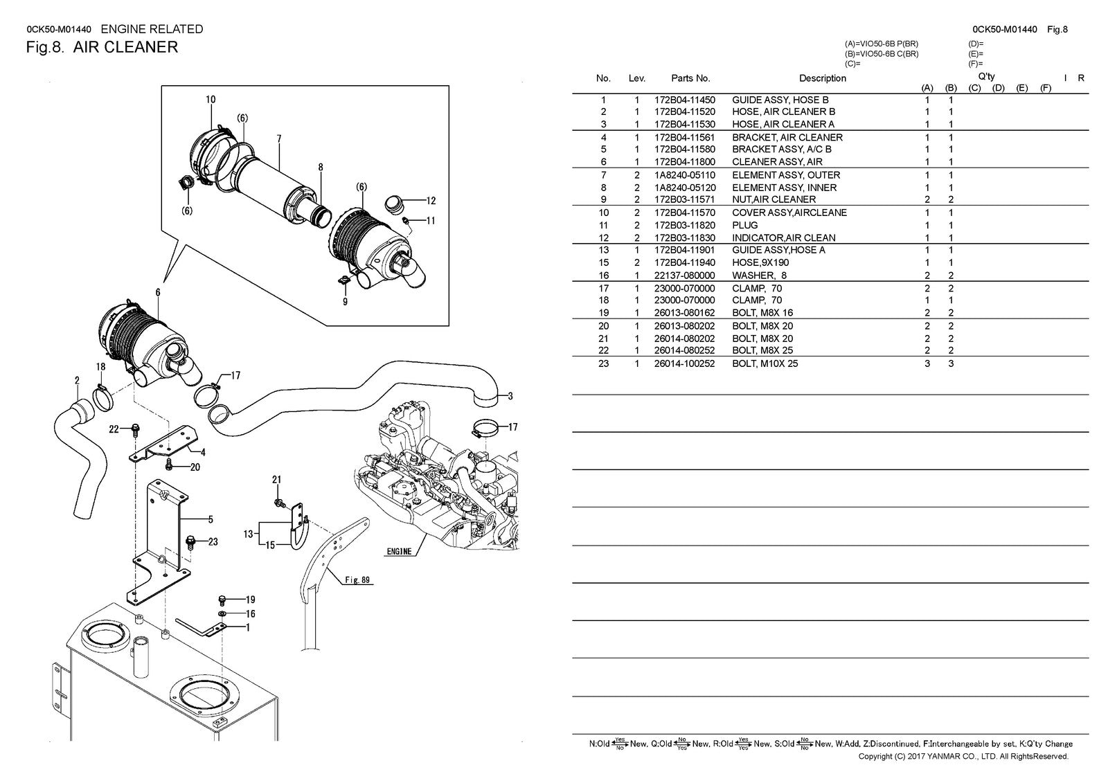 YANMAR ViO50-6B Excavator Parts Catalog Manual 2018 - WIRE BOUND - TOUGH COVERS