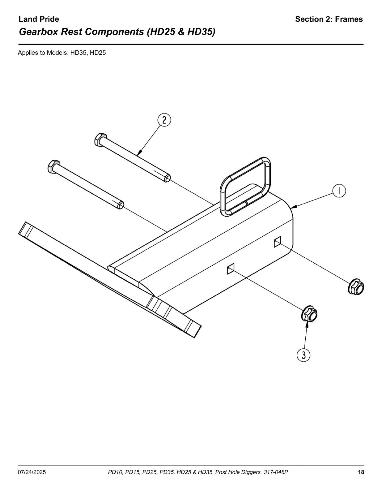 LAND PRIDE PD10 15 25 35 HD25 35 Post Hole Diggers Parts Manual 2025 - BOUND
